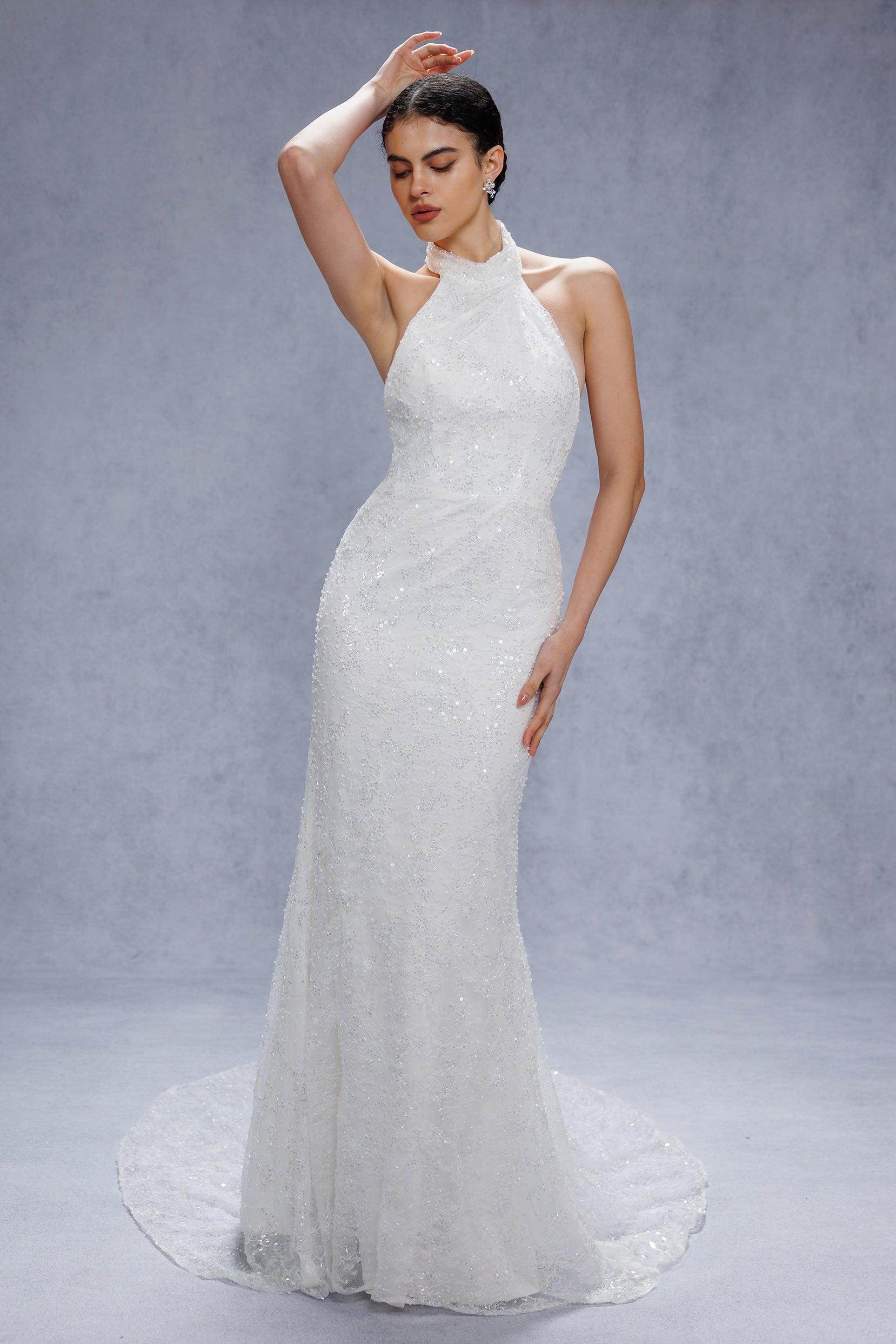 Trumpet-Mermaid Court Train Satin Wedding Dress CW3331