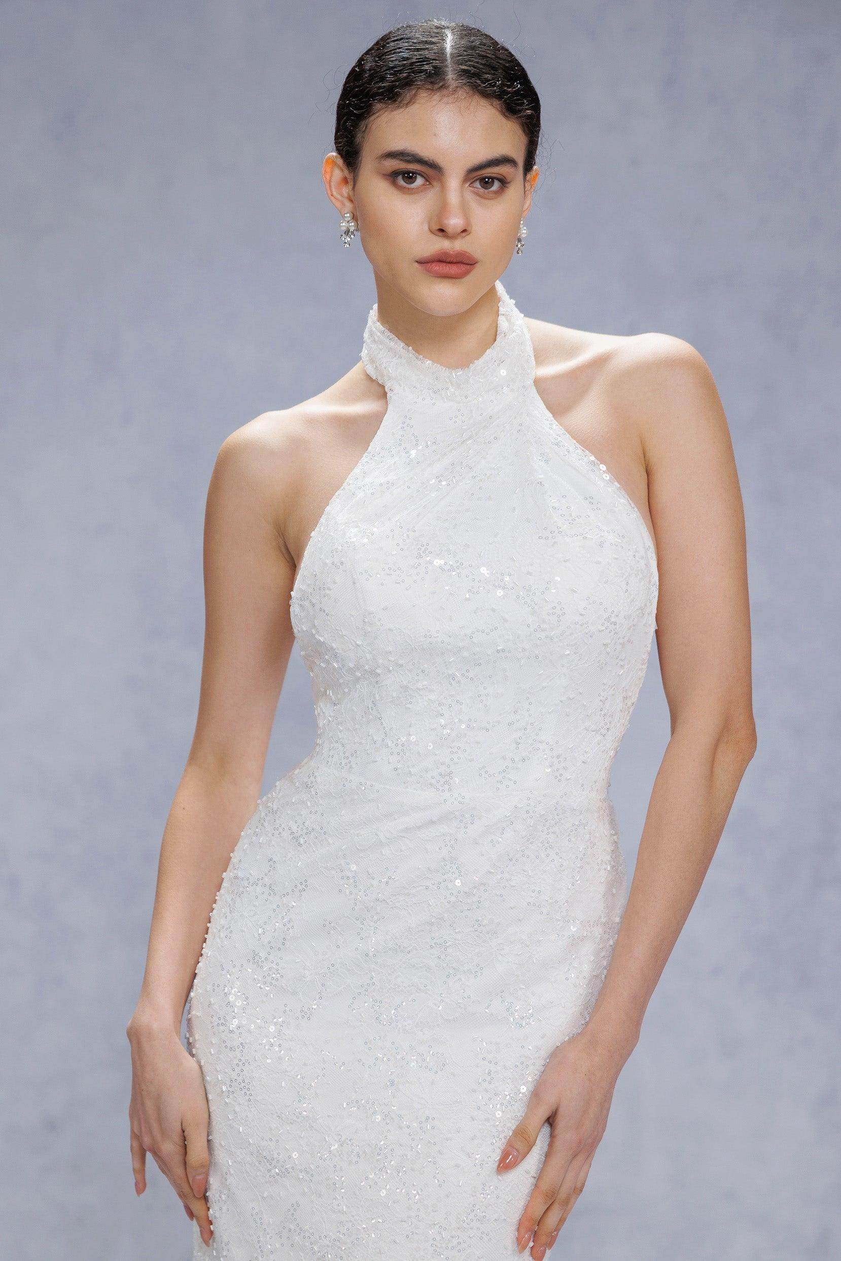 Trumpet-Mermaid Court Train Satin Wedding Dress CW3331