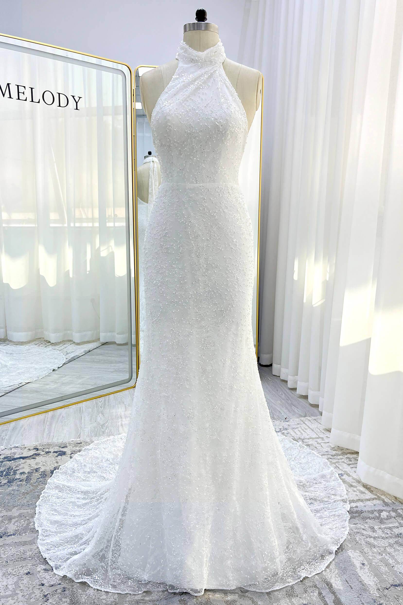 Trumpet-Mermaid Court Train Satin Wedding Dress CW3331