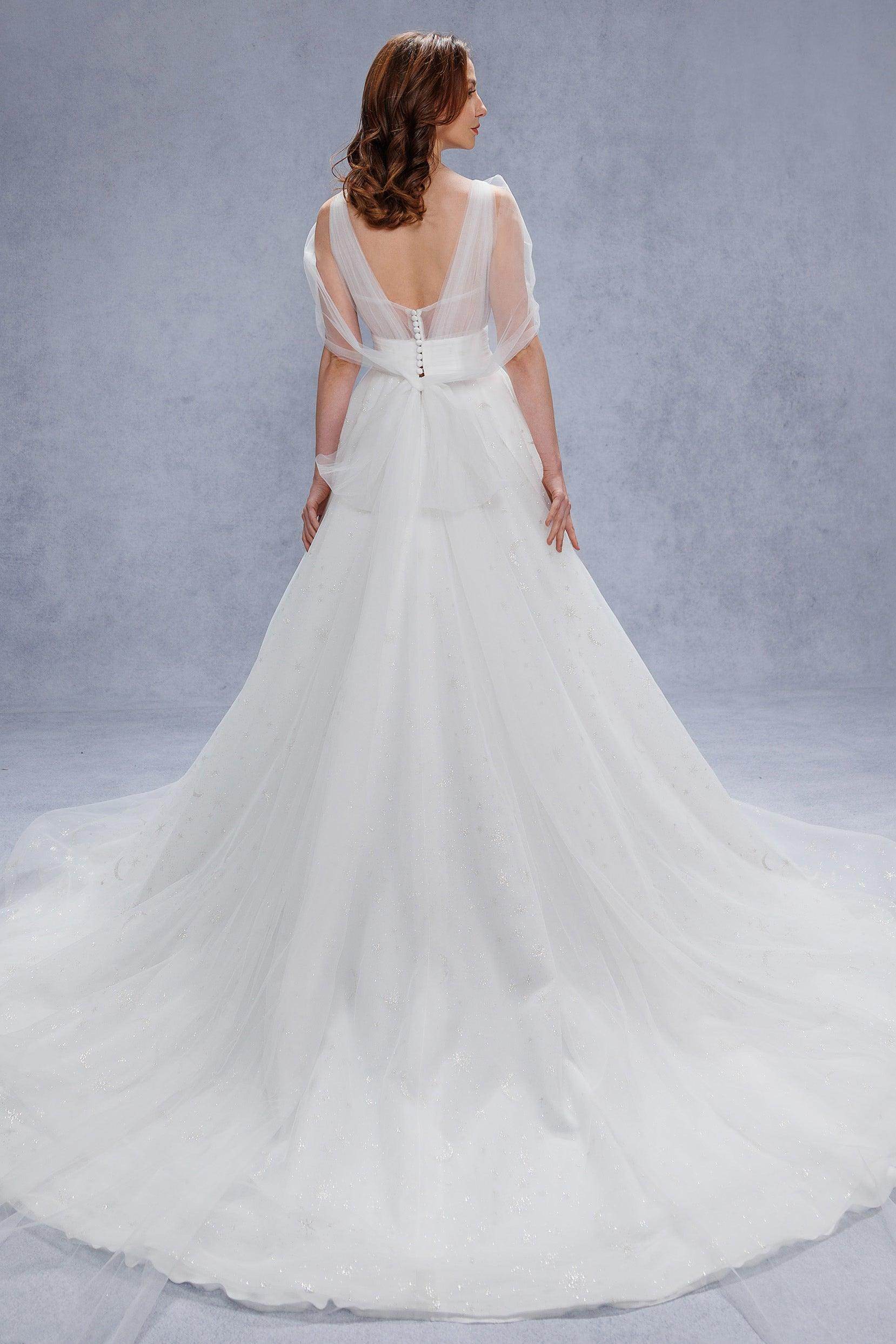 A-Line Court Train Glitter Wedding Dress CW3333