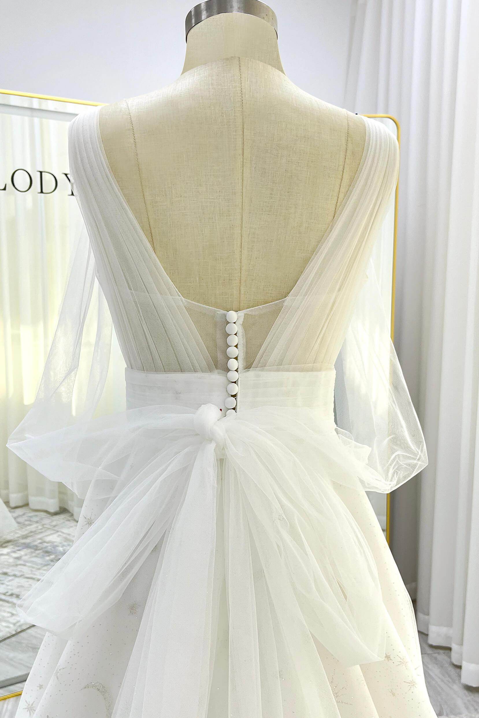 A-Line Court Train Glitter Wedding Dress CW3333