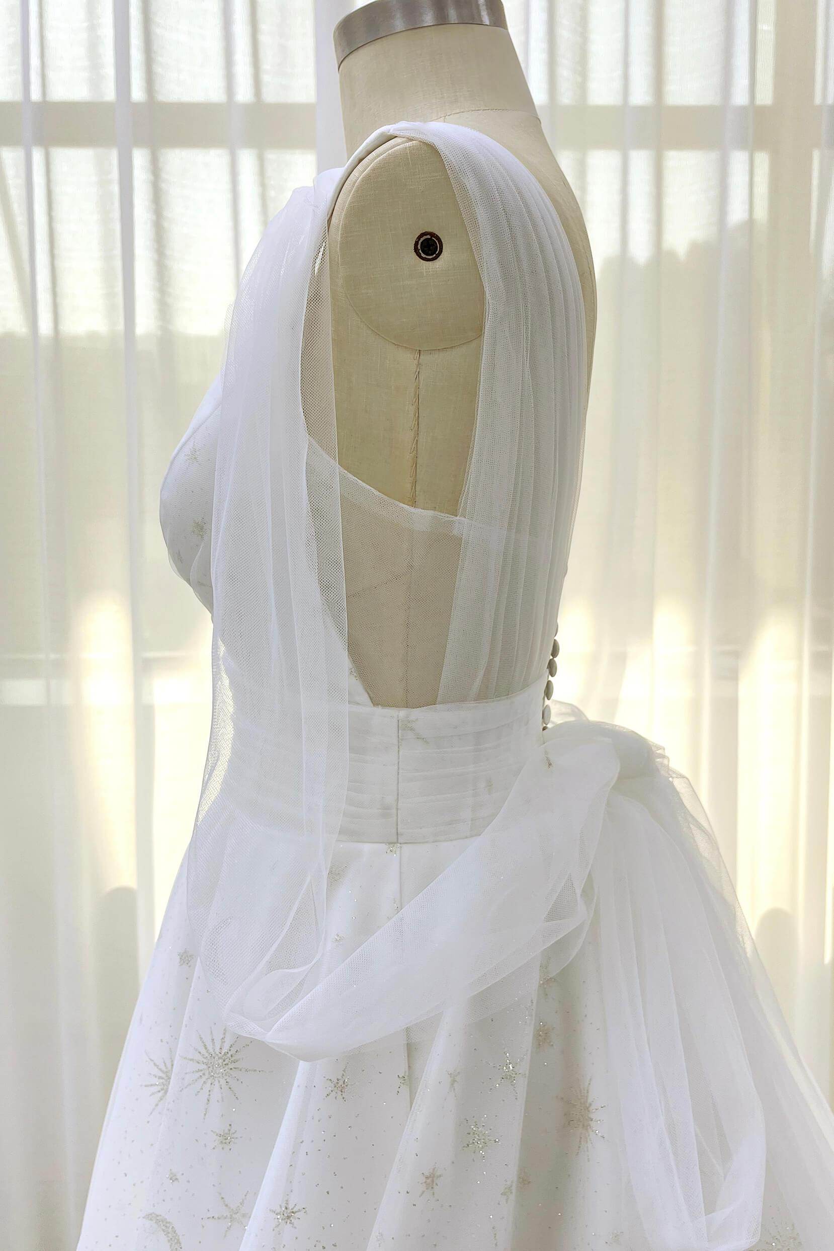 A-Line Court Train Glitter Wedding Dress CW3333