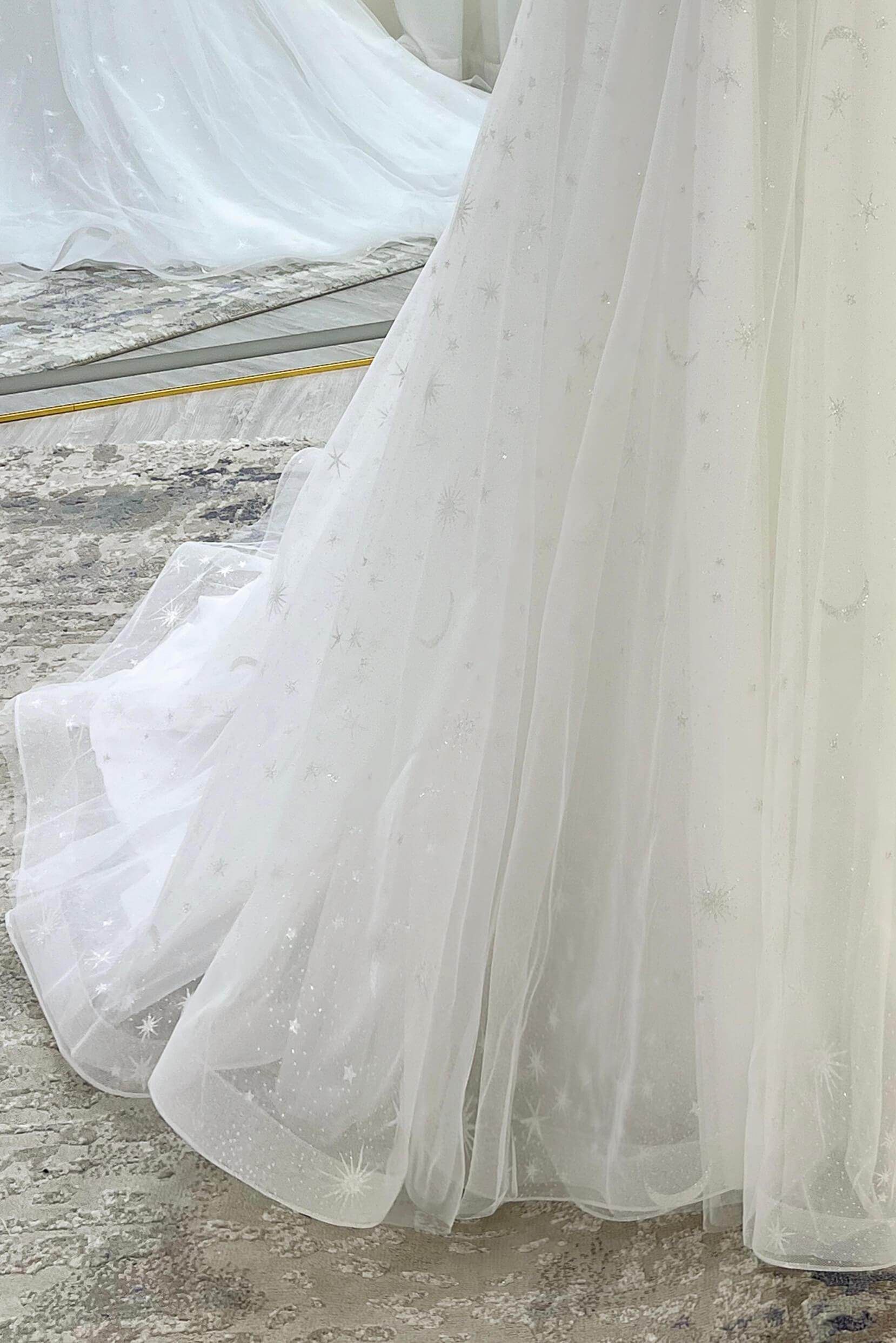 A-Line Court Train Glitter Wedding Dress CW3333