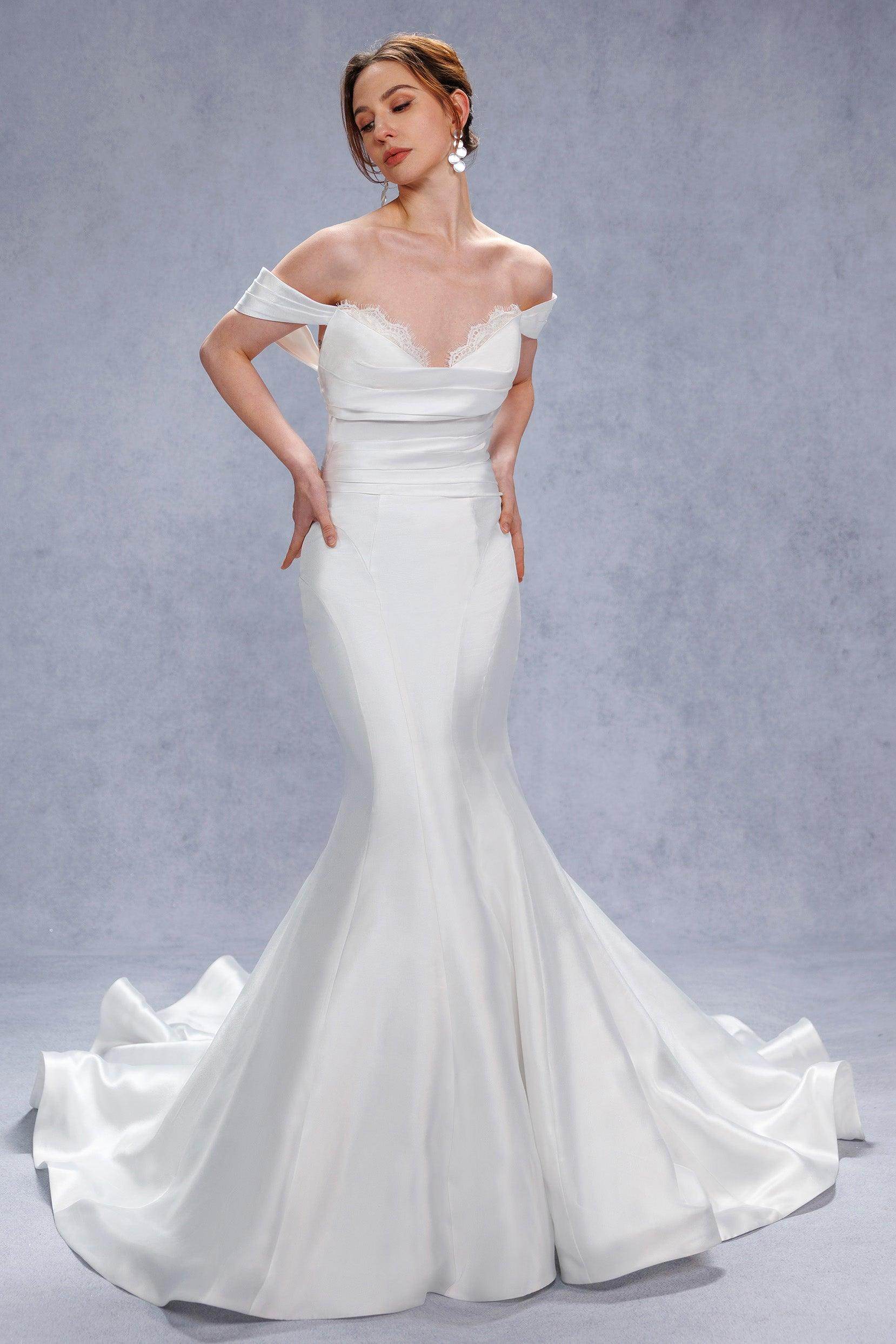 Trumpet-Mermaid Court Train Glitter Wedding Dress CW3334