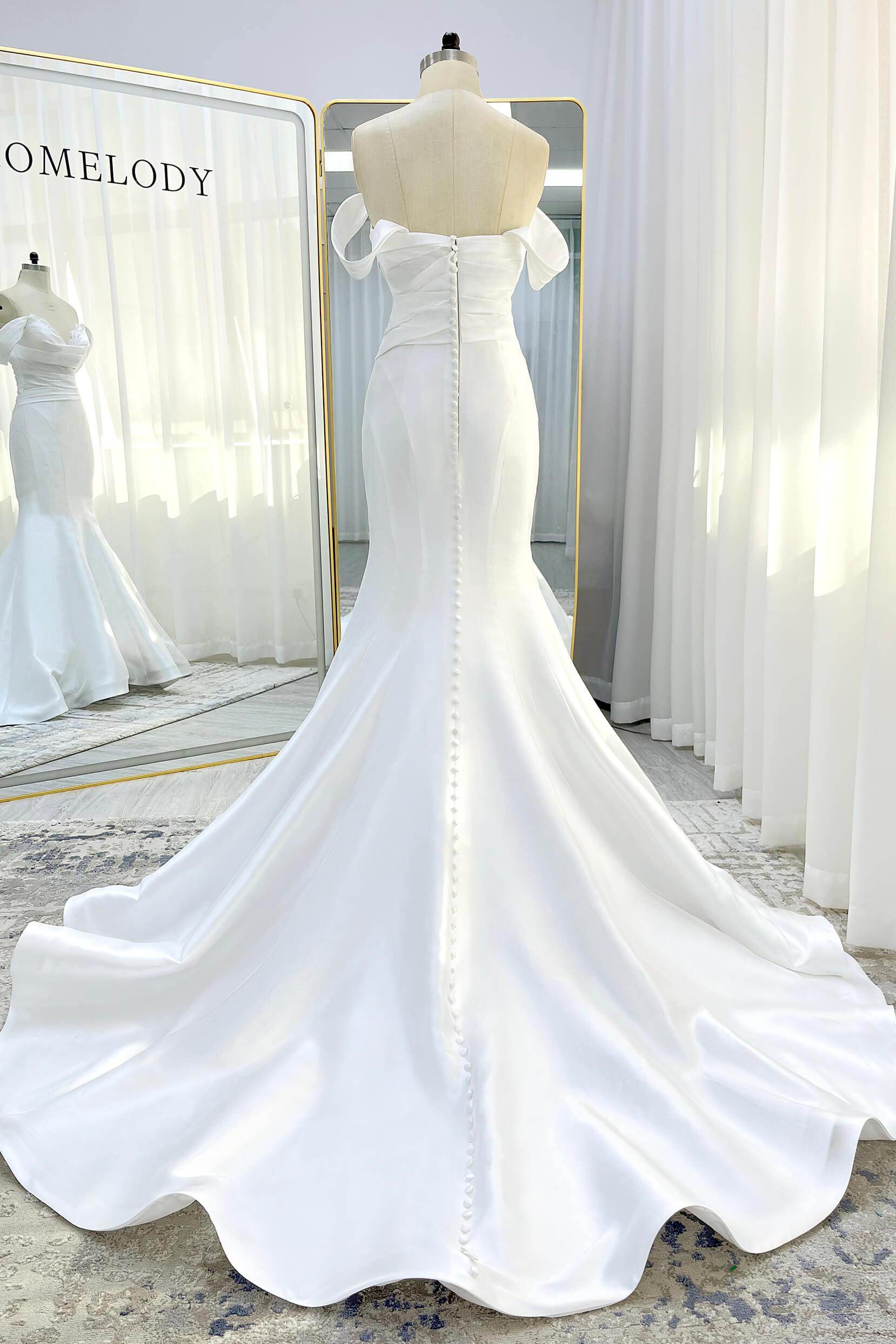 Trumpet-Mermaid Court Train Glitter Wedding Dress CW3334