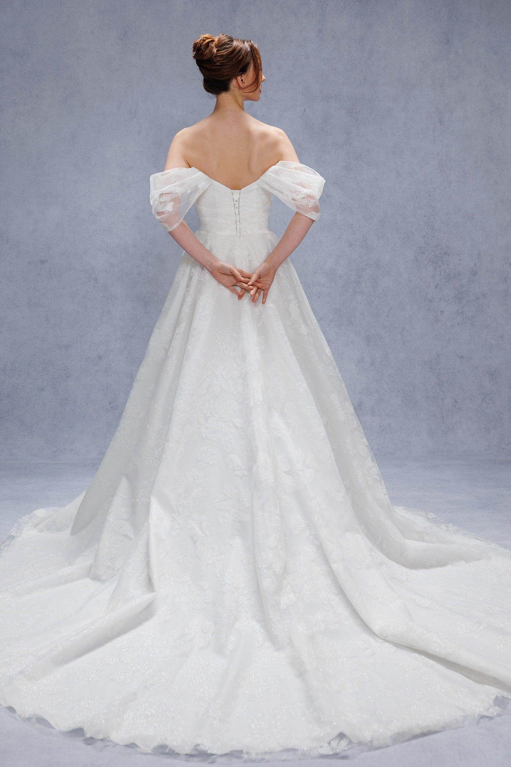 A-Line Court Train Glitter Wedding Dress CW3340