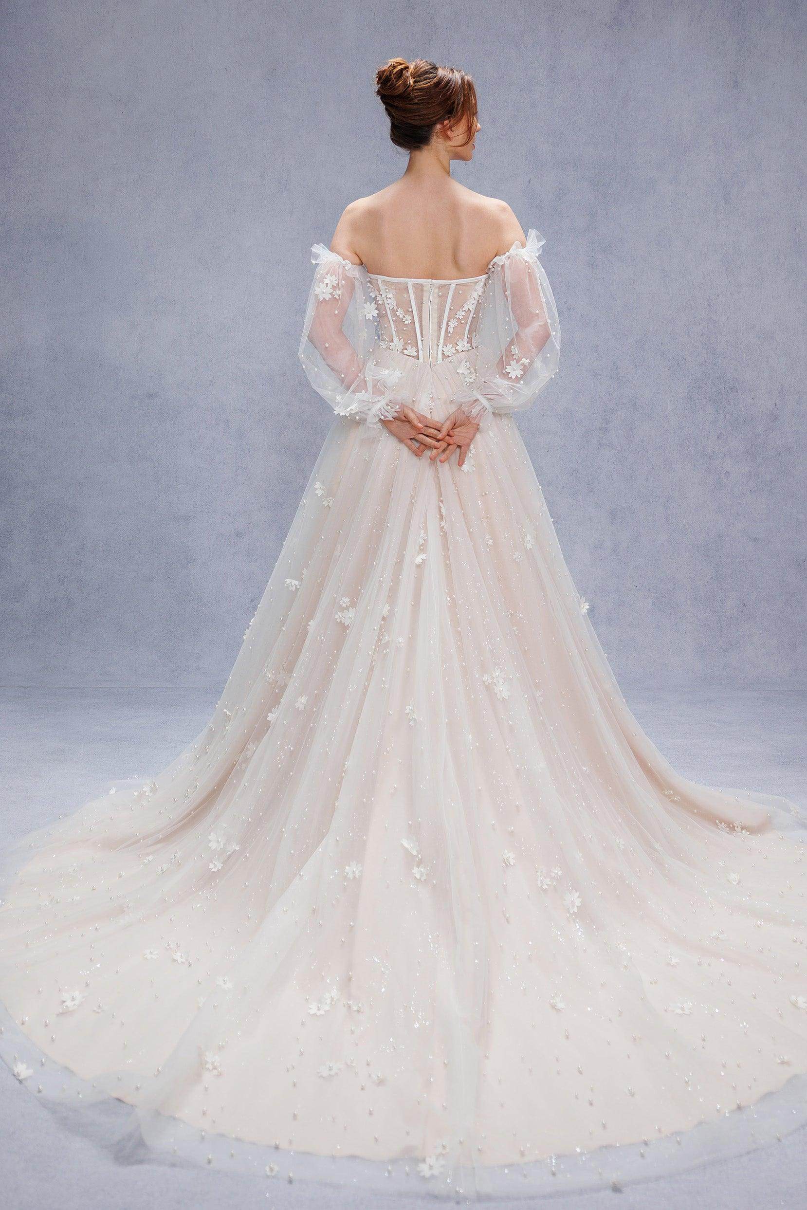 A-Line Court Train Tulle Wedding Dress CW3341