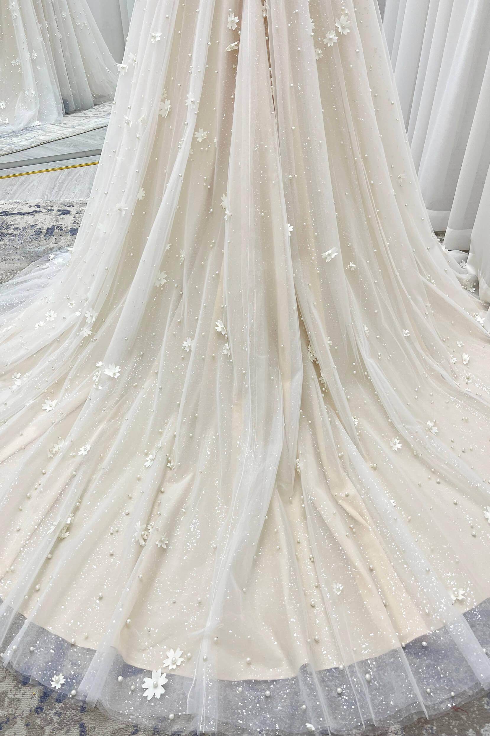 A-Line Court Train Tulle Wedding Dress CW3341