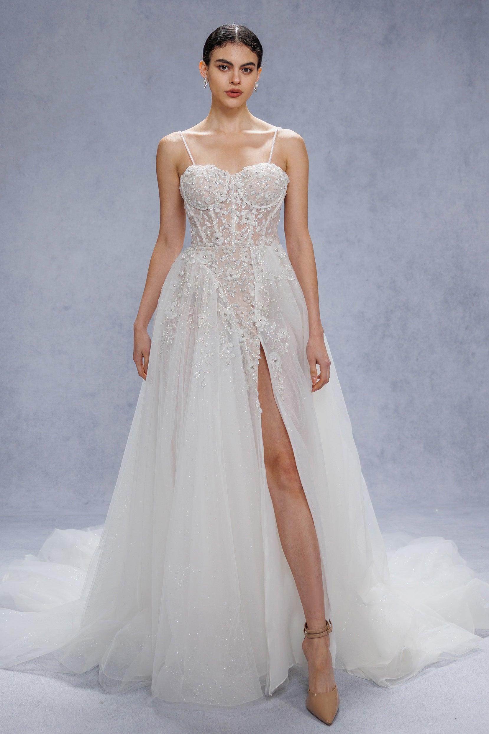A-Line Court Train Tulle Wedding Dress CW3343