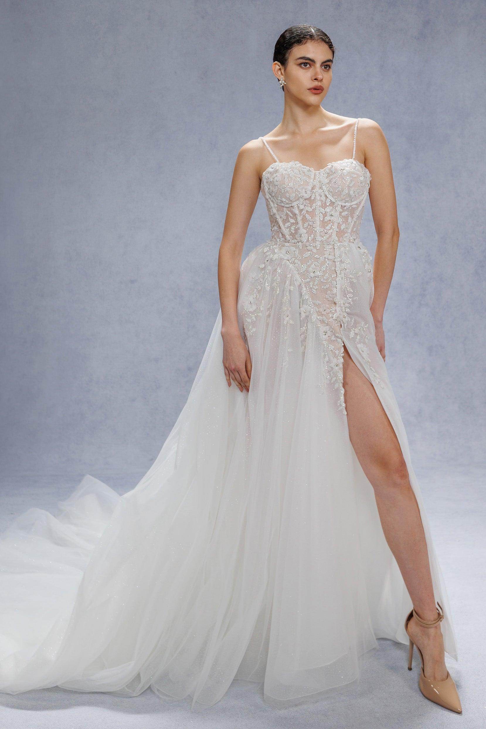 A-Line Court Train Tulle Wedding Dress CW3343