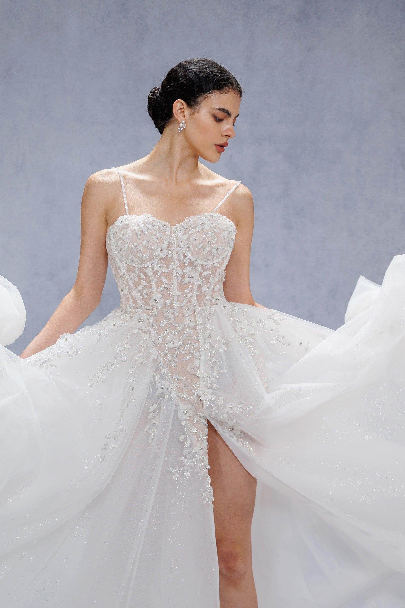 A-Line Court Train Tulle Wedding Dress CW3343