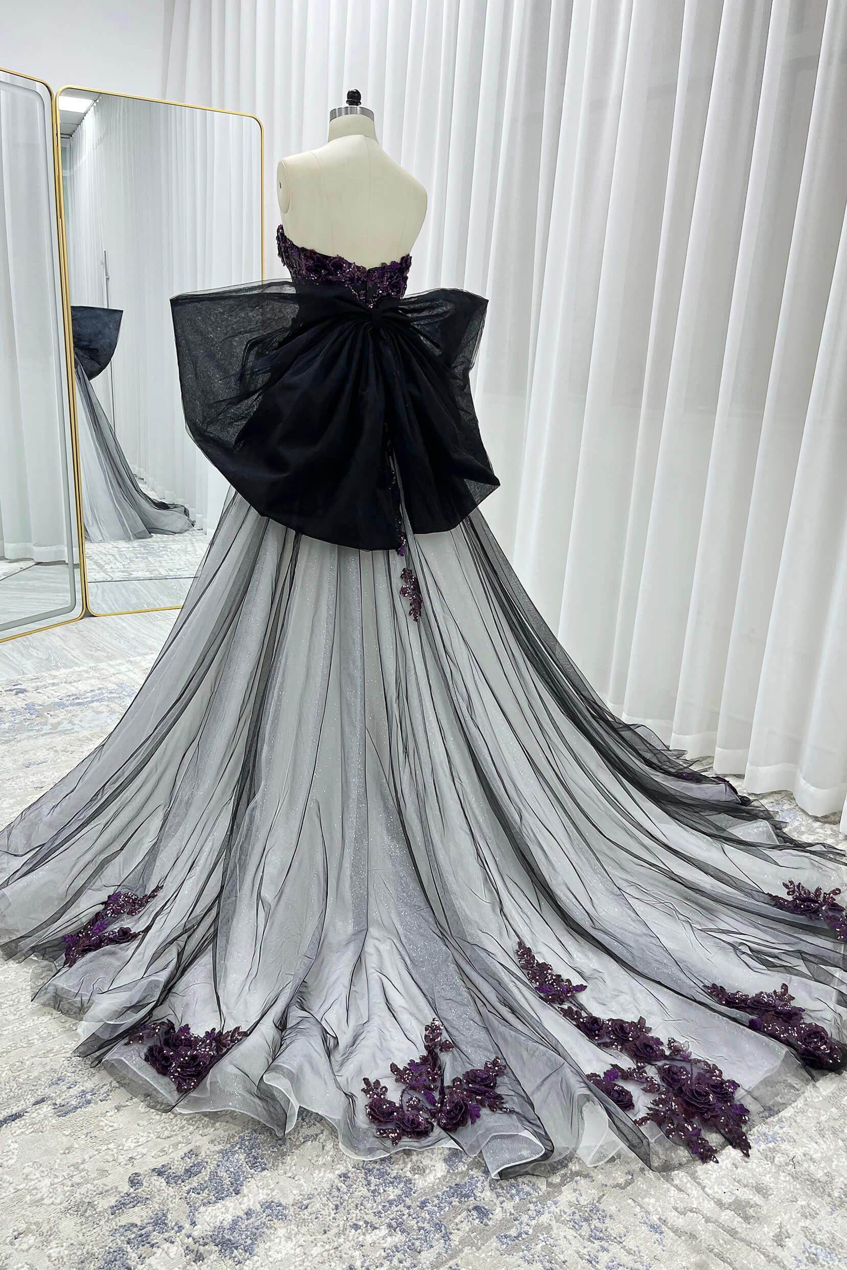 A-Line Court Train Lace Tulle Wedding Dress CW3345
