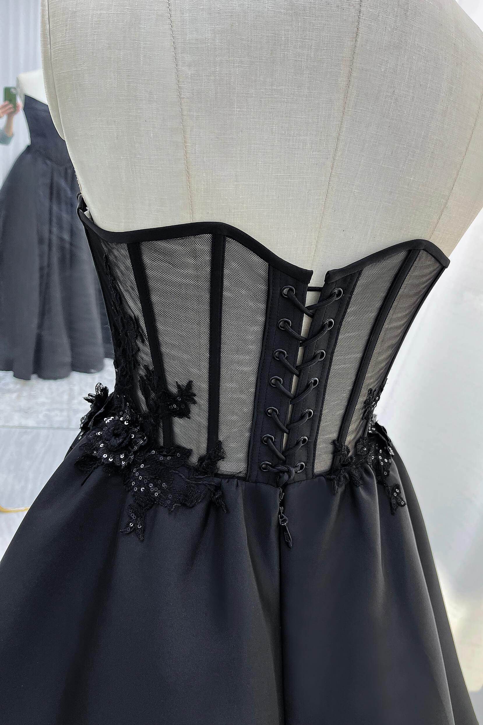 A-Line Court Train Mikado Tulle Wedding Dress CW3350