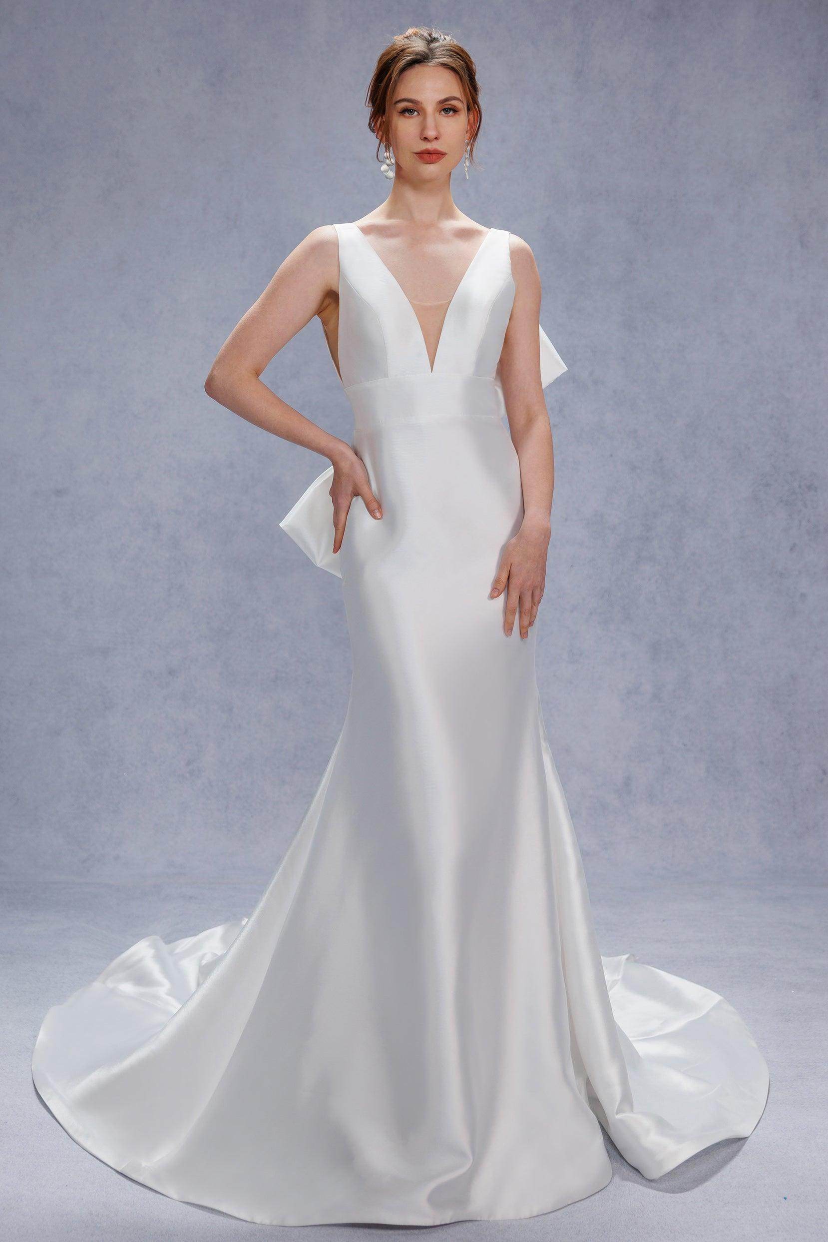 Trumpet-Mermaid Court Train Mikado Wedding Dress CW3356