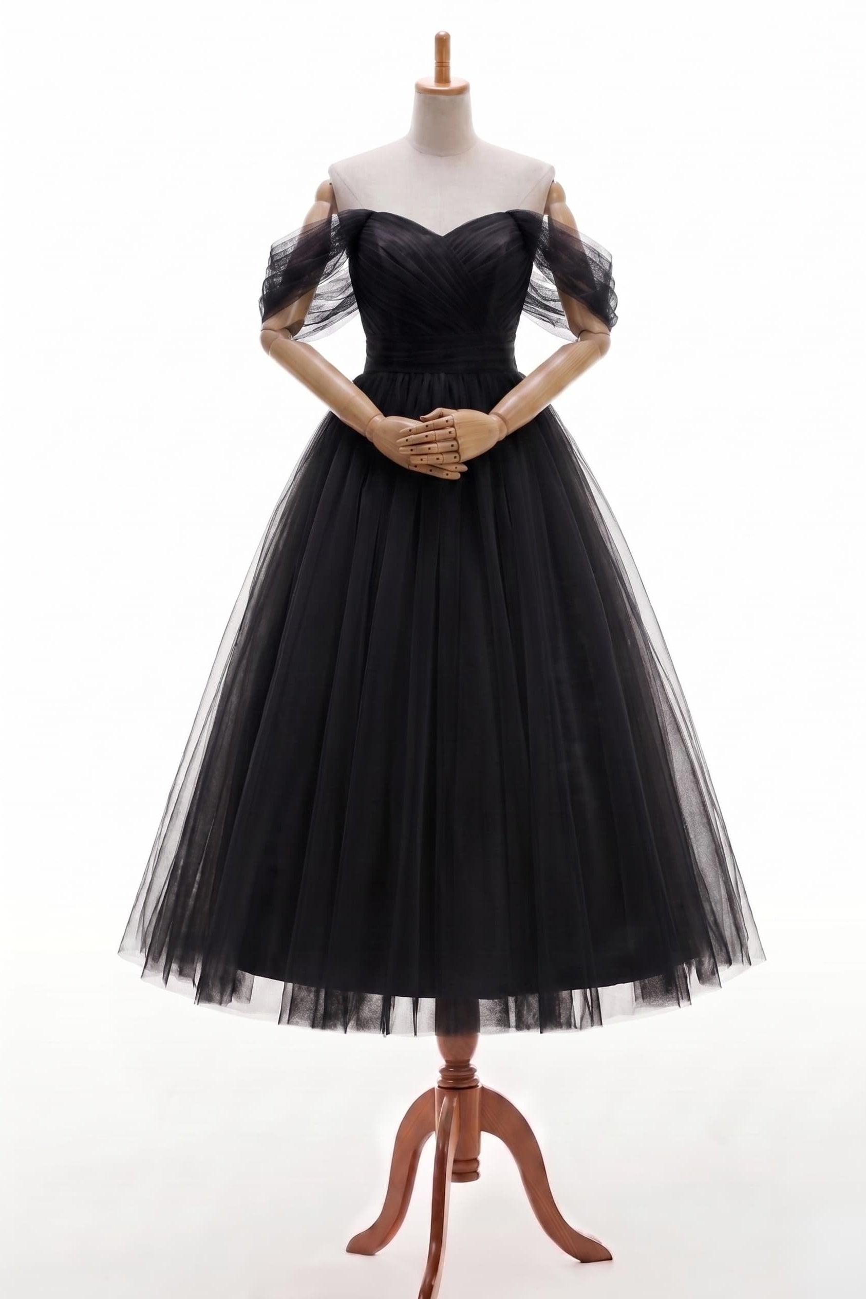 Off-The-Shoulder Sleeveless Tulle Little White Dress CW3387