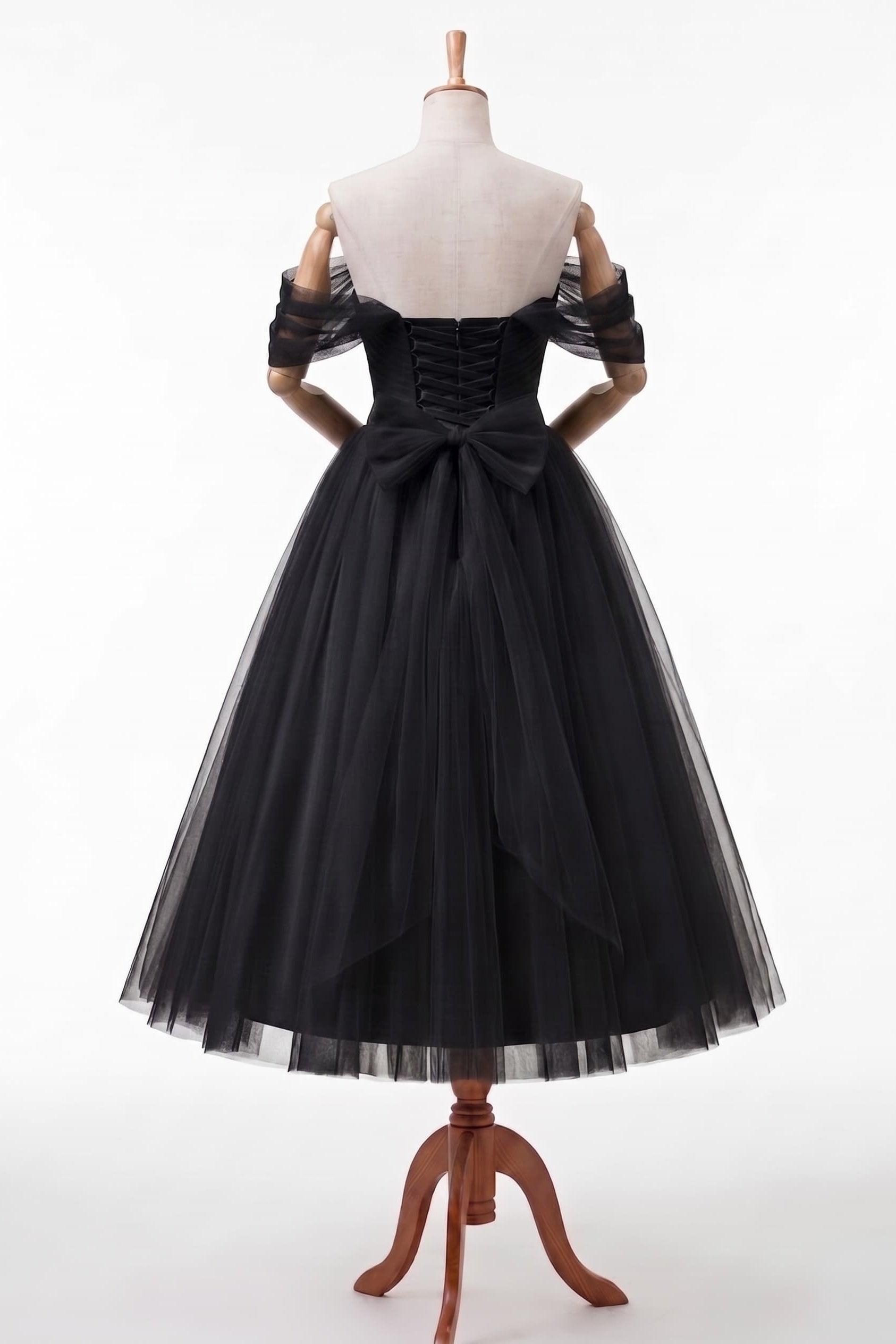 Off-The-Shoulder Sleeveless Tulle Little White Dress CW3387