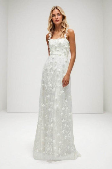A-Line Floor Length Lace Wedding Dress CW3435