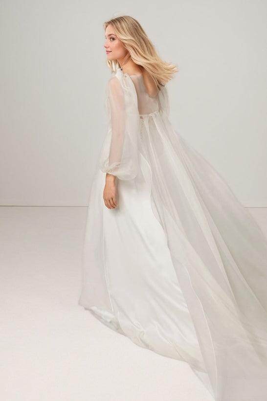 A-Line Court Train Elastic Satin Wedding Dress CW3439