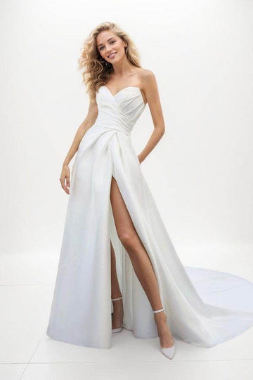 A-Line Court Train Satin Wedding Dress CW3450