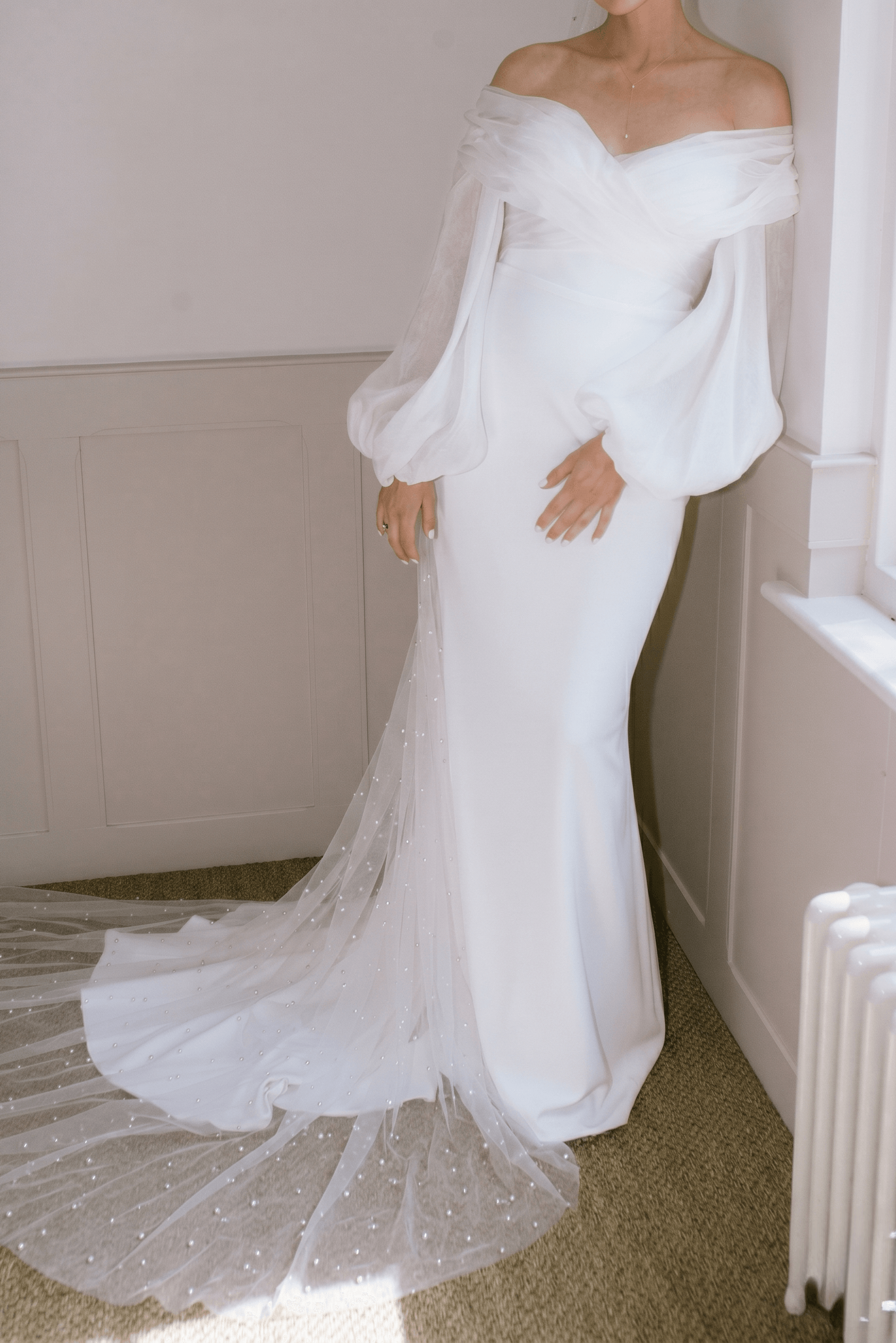 Mermaid Sweep-Brush Train Elastic Cloth Wedding Dress CW3460