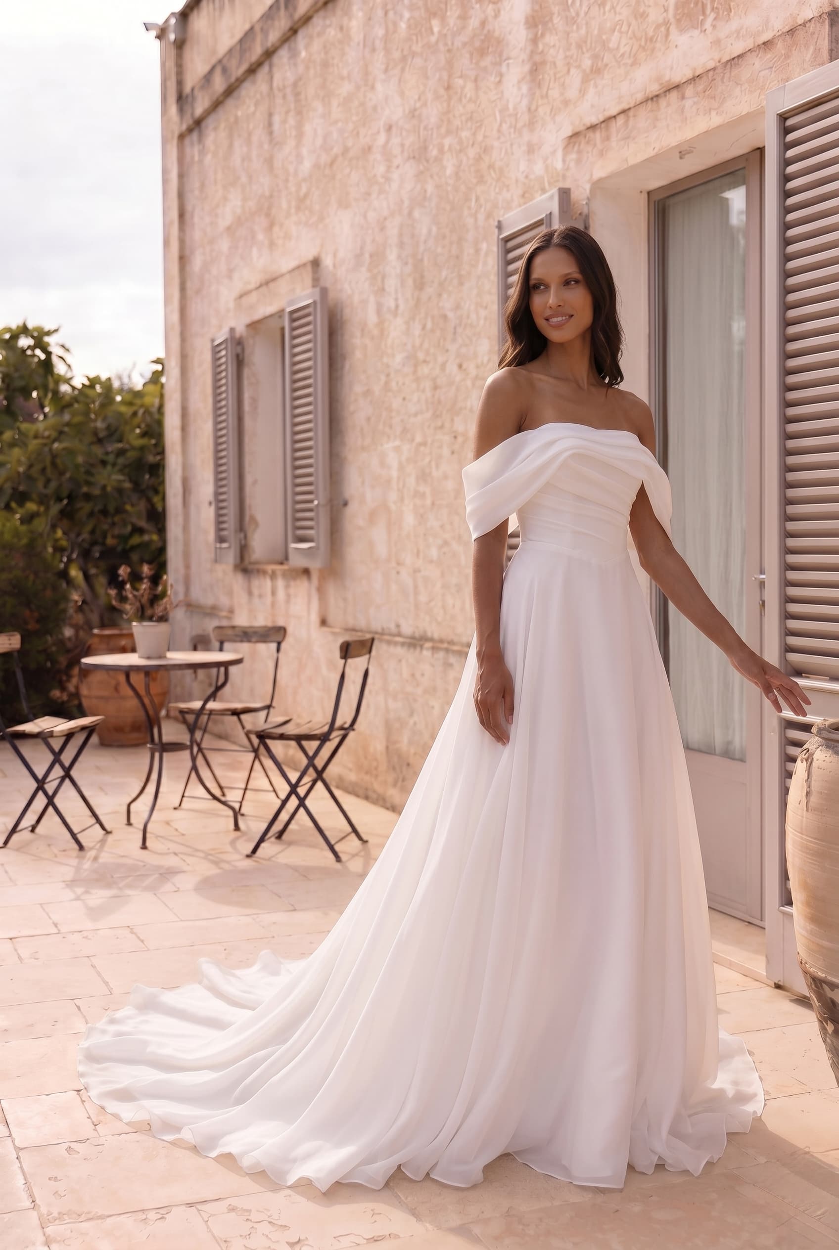 A-Line Court Train Organza Wedding Dress CW3465