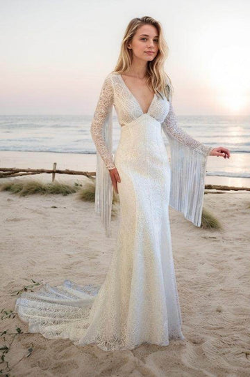 Trumpet-Mermaid Sweep-Brush Train Lace Wedding Dress CW3499