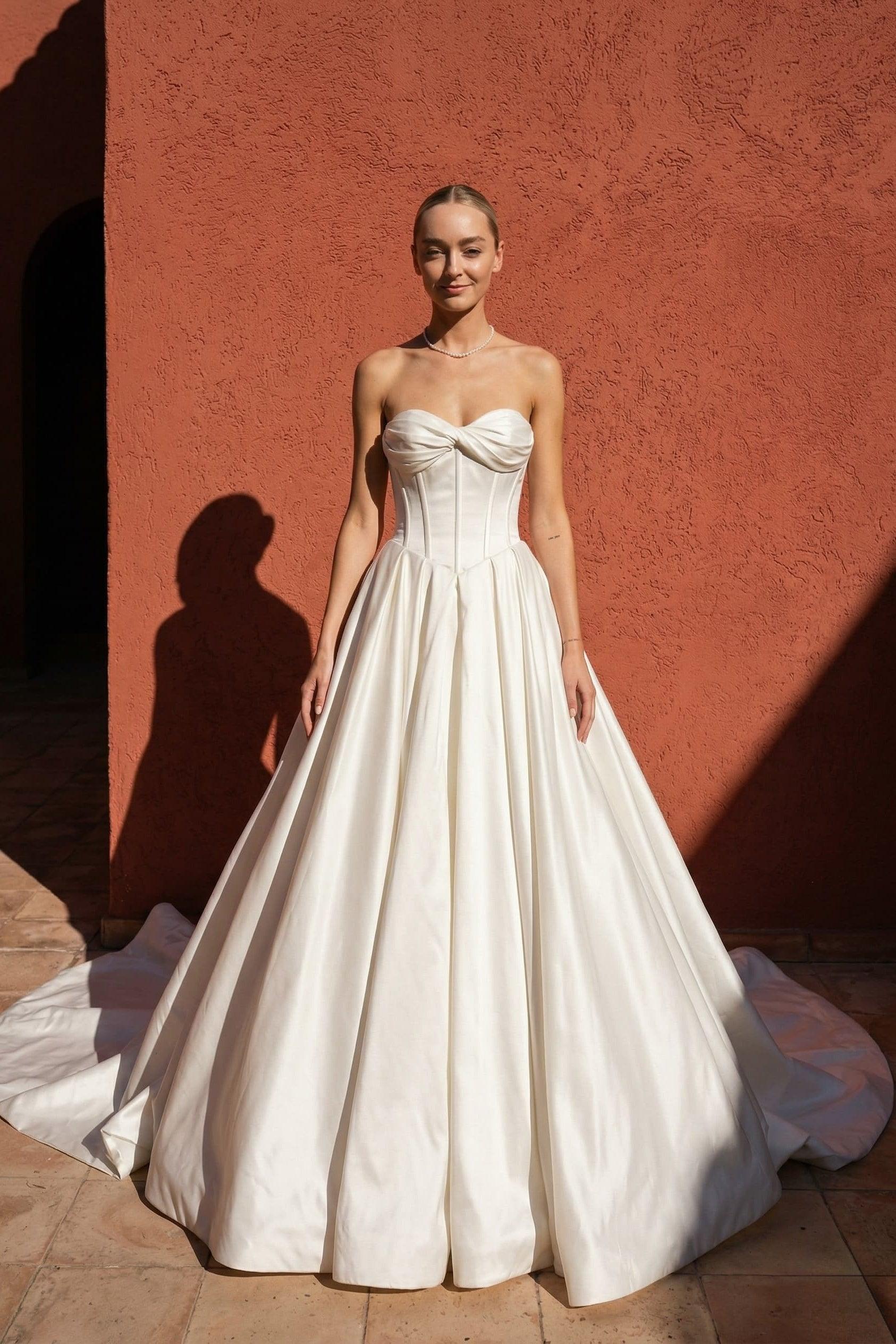 A-Line Court Train Satin Wedding Dress CW3502