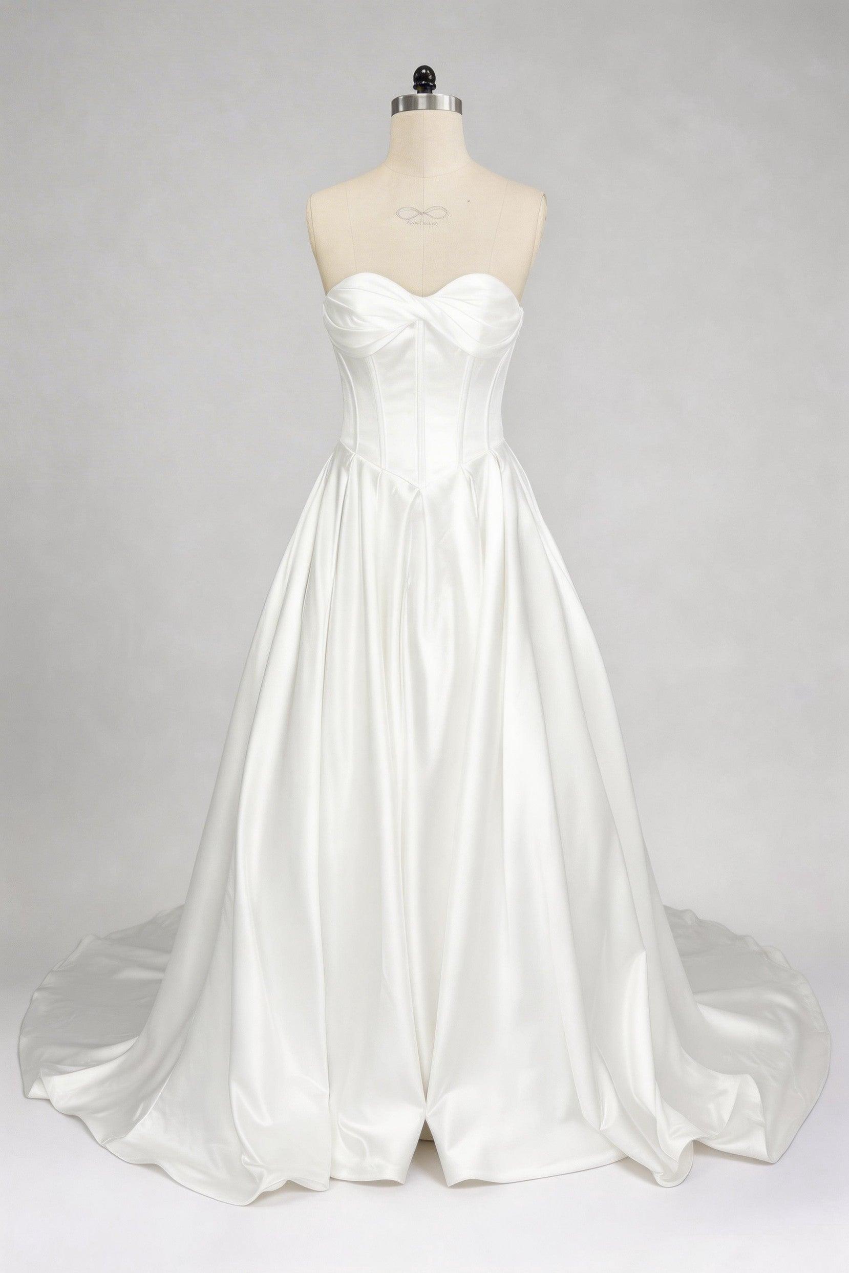 A-Line Court Train Satin Wedding Dress CW3502