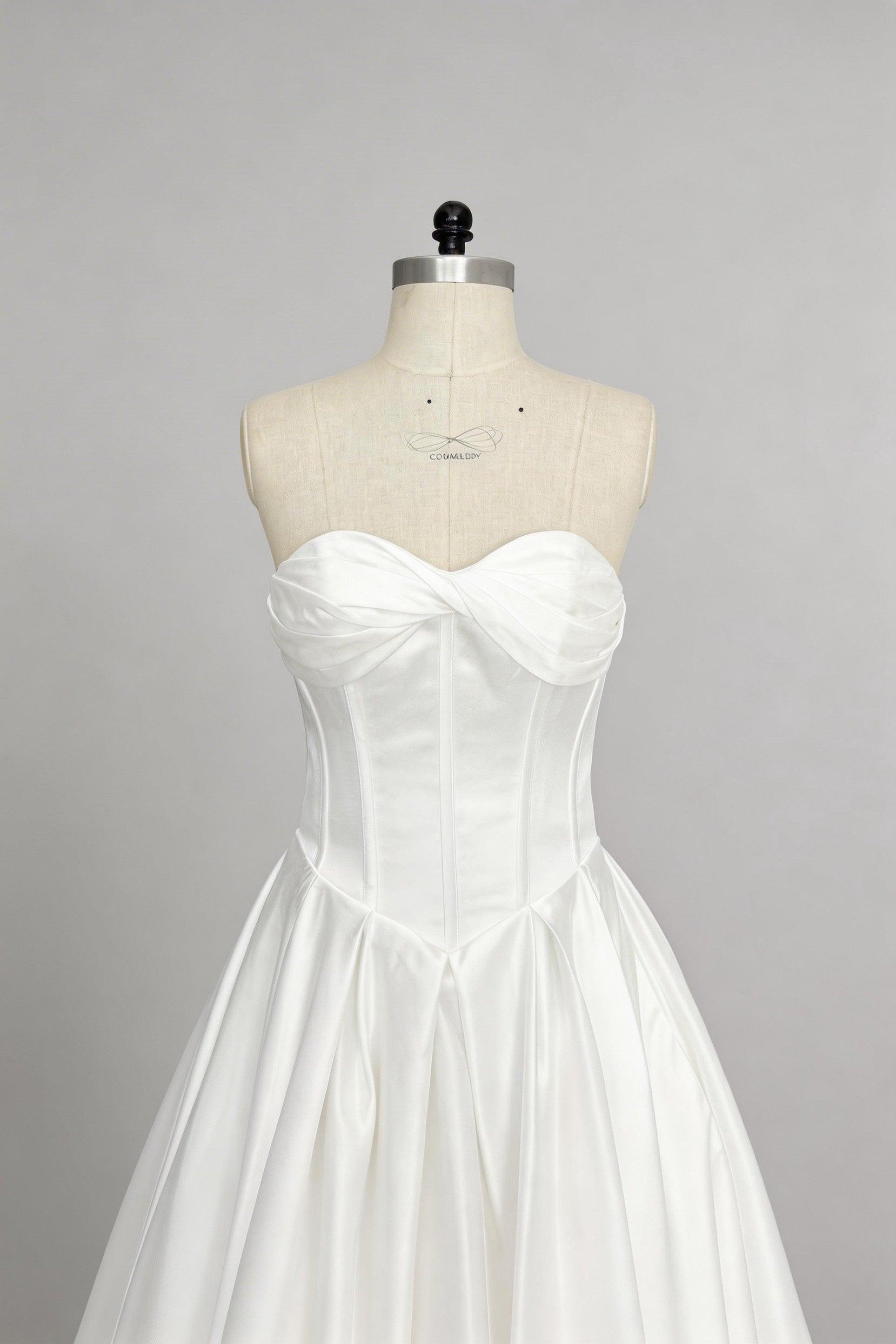 A-Line Court Train Satin Wedding Dress CW3502