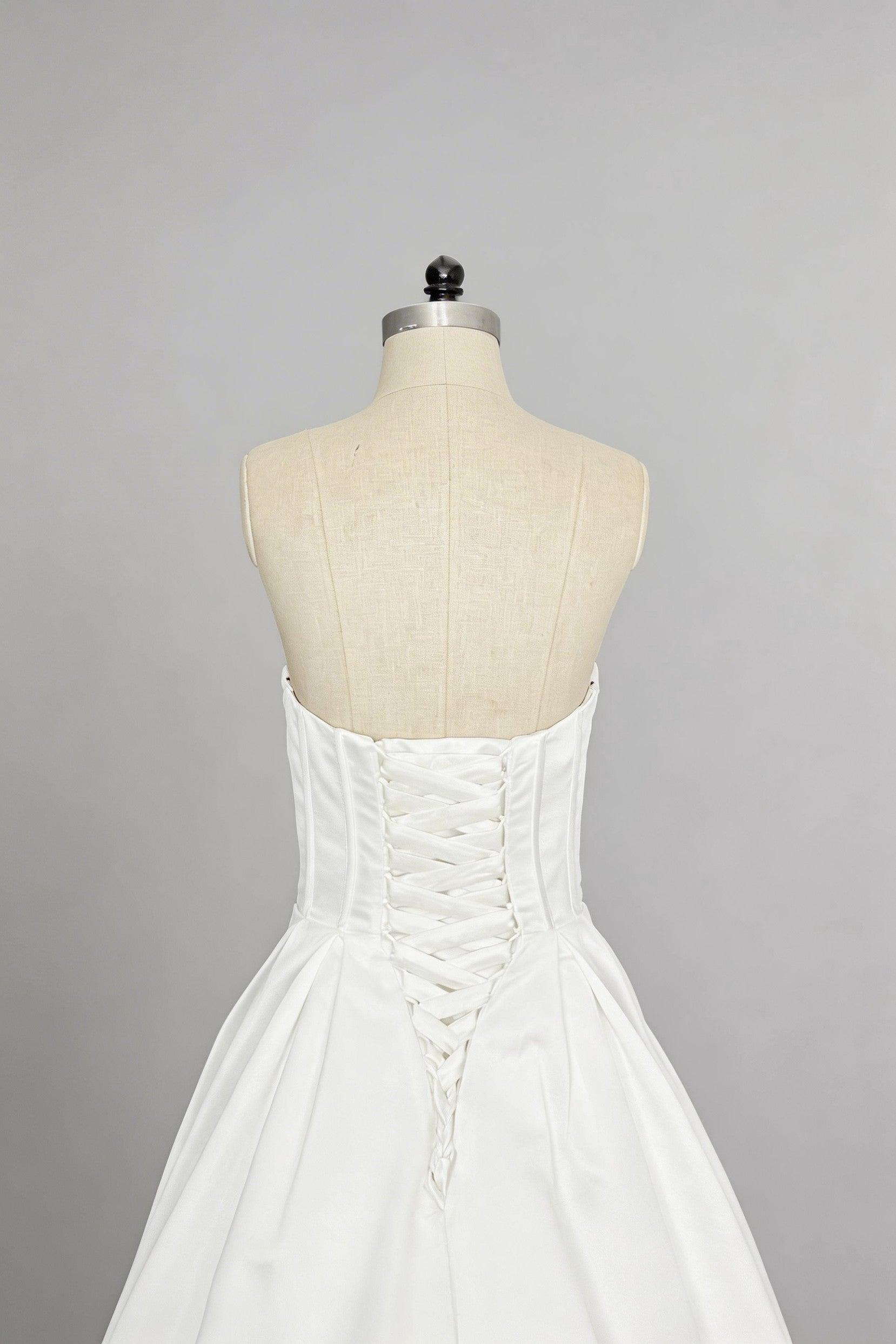 A-Line Court Train Satin Wedding Dress CW3502