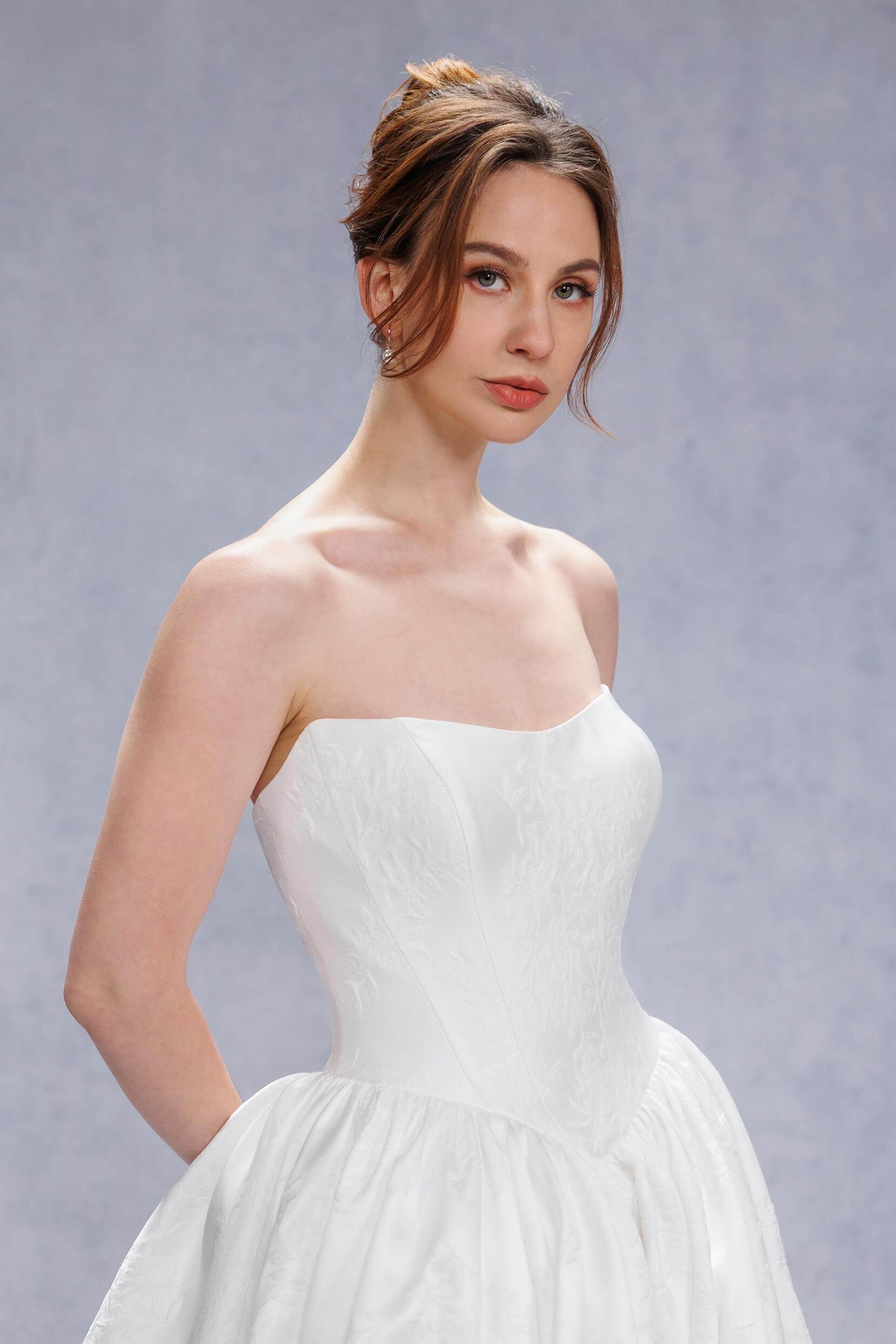 Ball Gown Court Train Jacquard Satin Wedding Dress CW3533