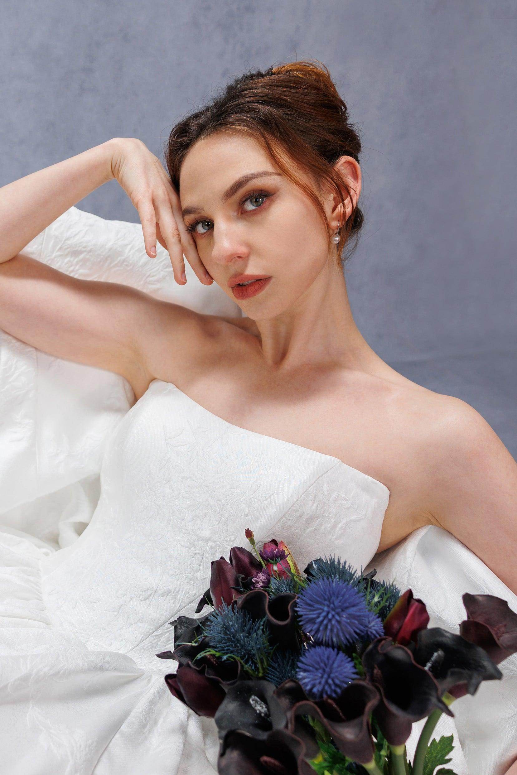 Ball Gown Court Train Jacquard Satin Wedding Dress CW3533