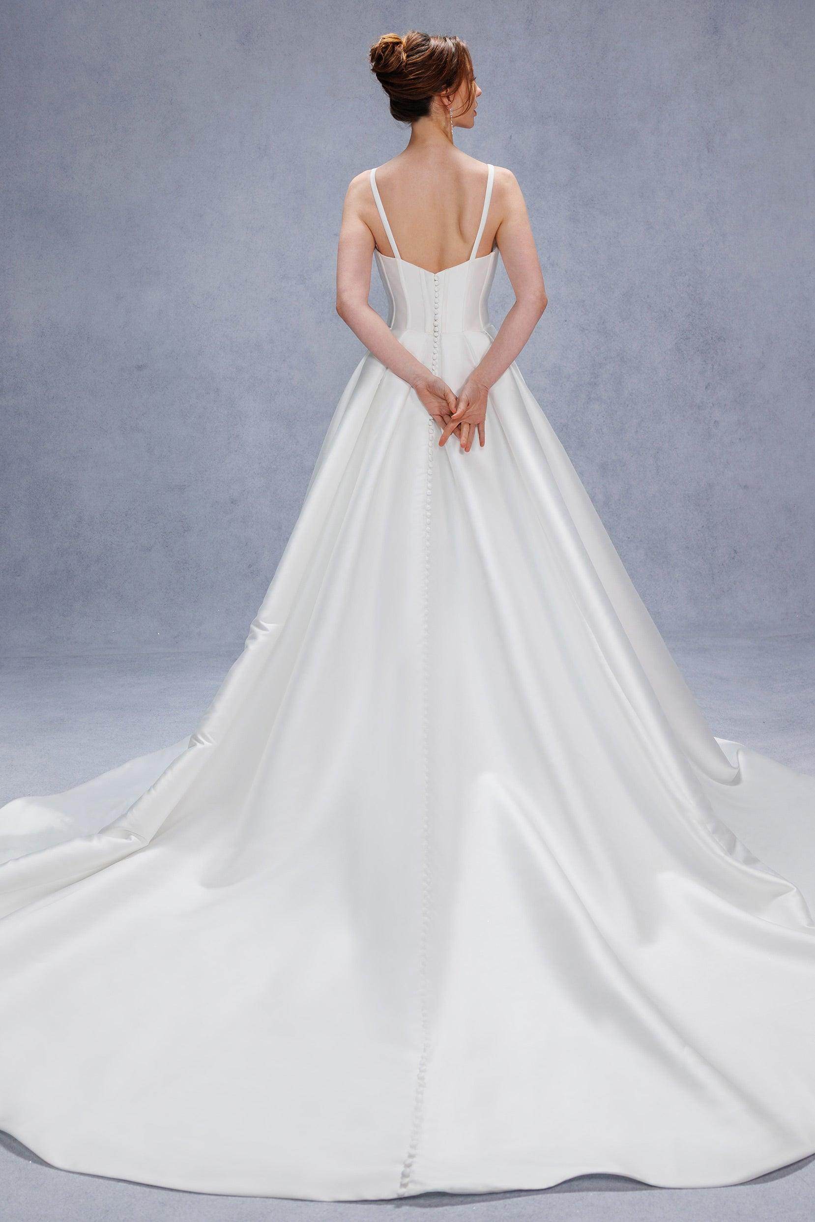 A-Line Court Train Mikado Wedding Dress CW3534