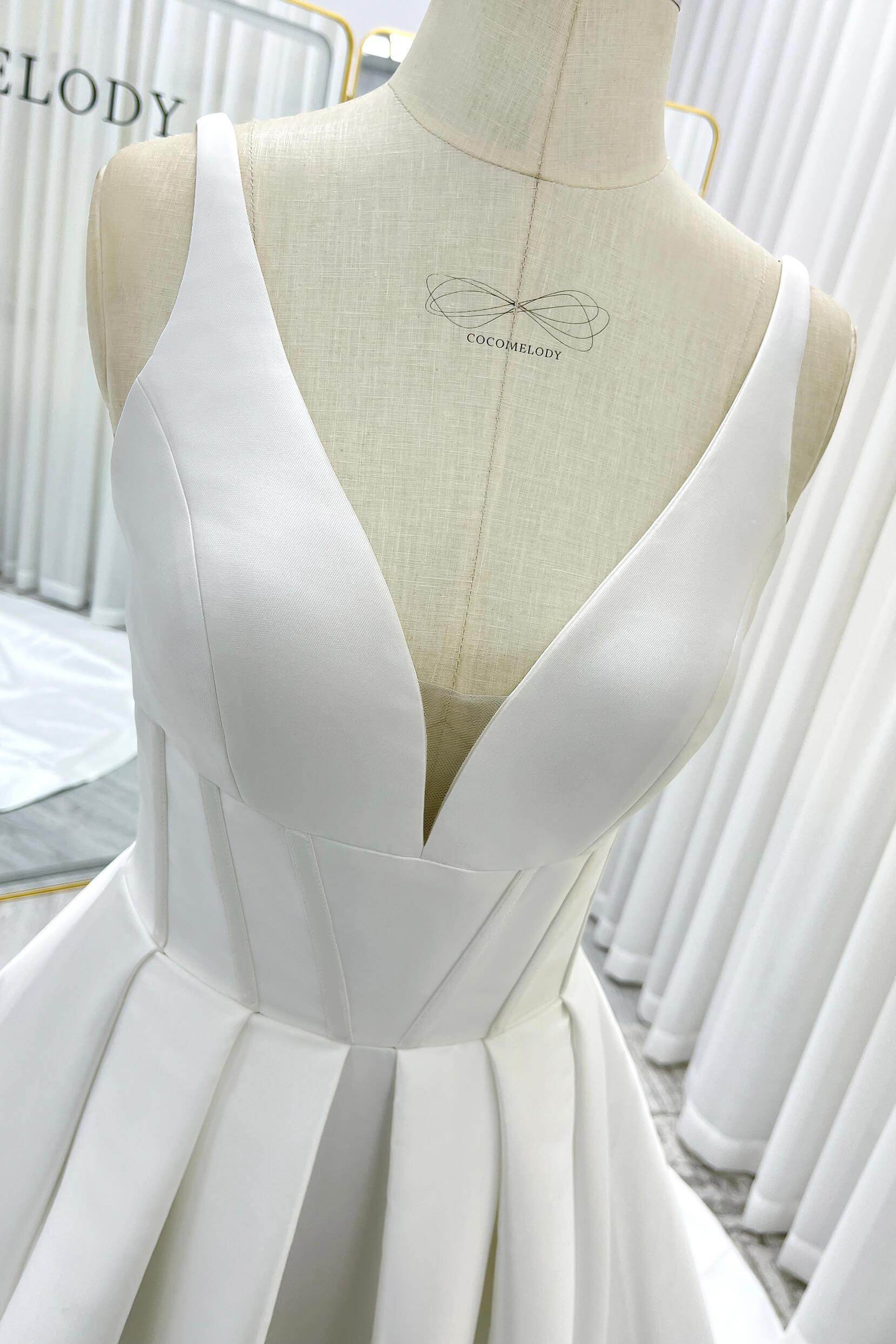 A-Line Court Train Mikado Wedding Dress CW3534