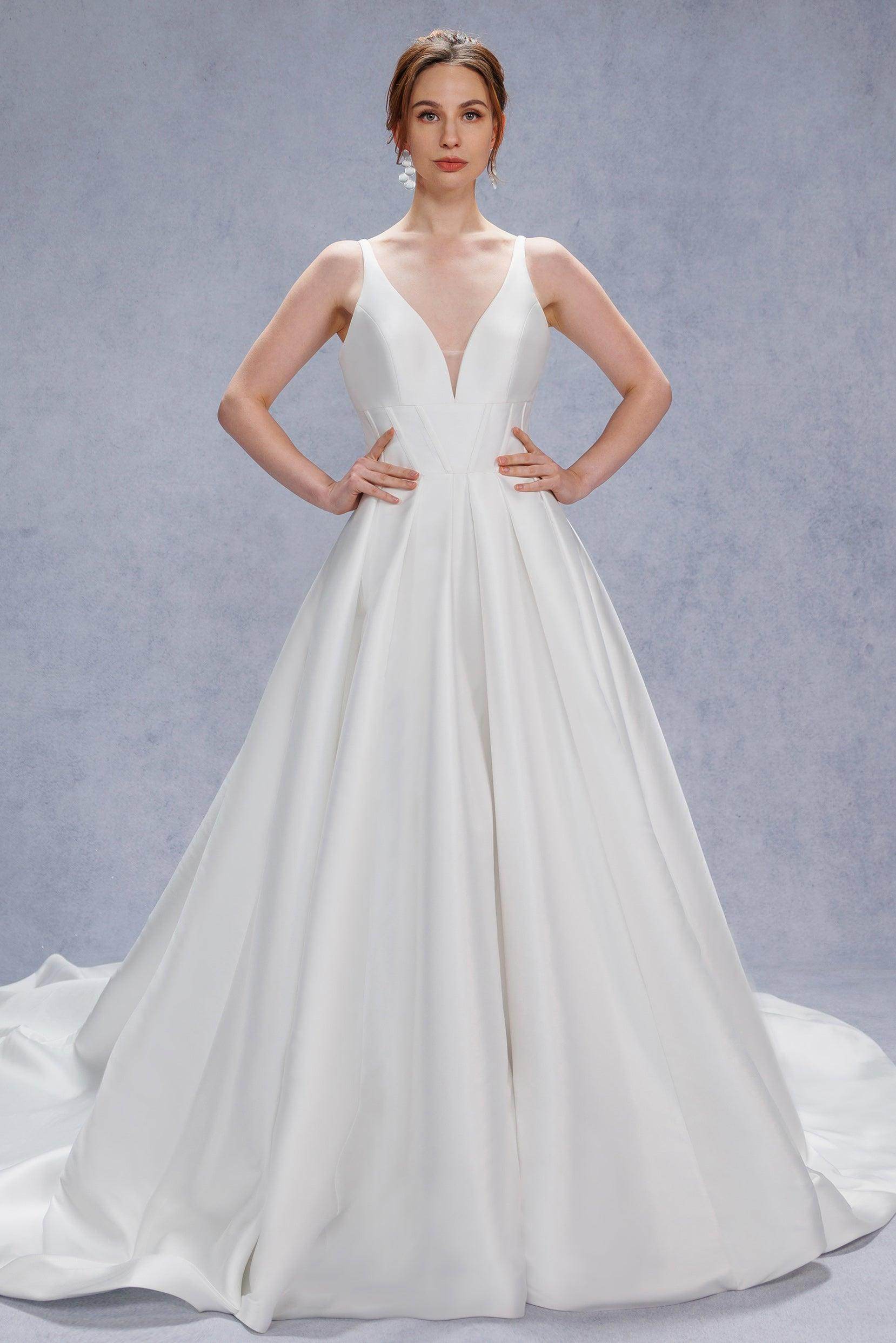 A-Line Court Train Mikado Wedding Dress CW3534