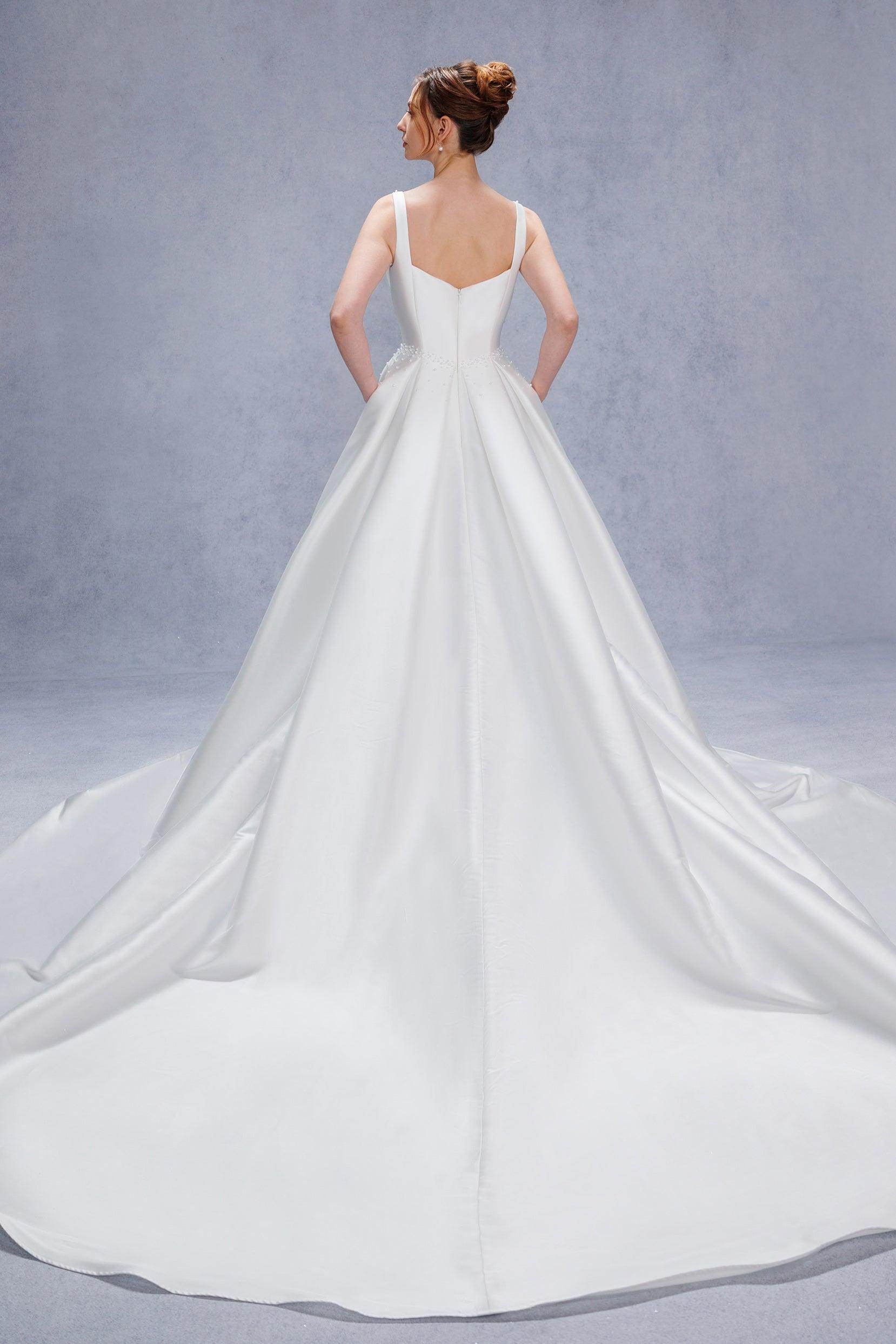 A-Line Court Train Mikado Wedding Dress CW3535