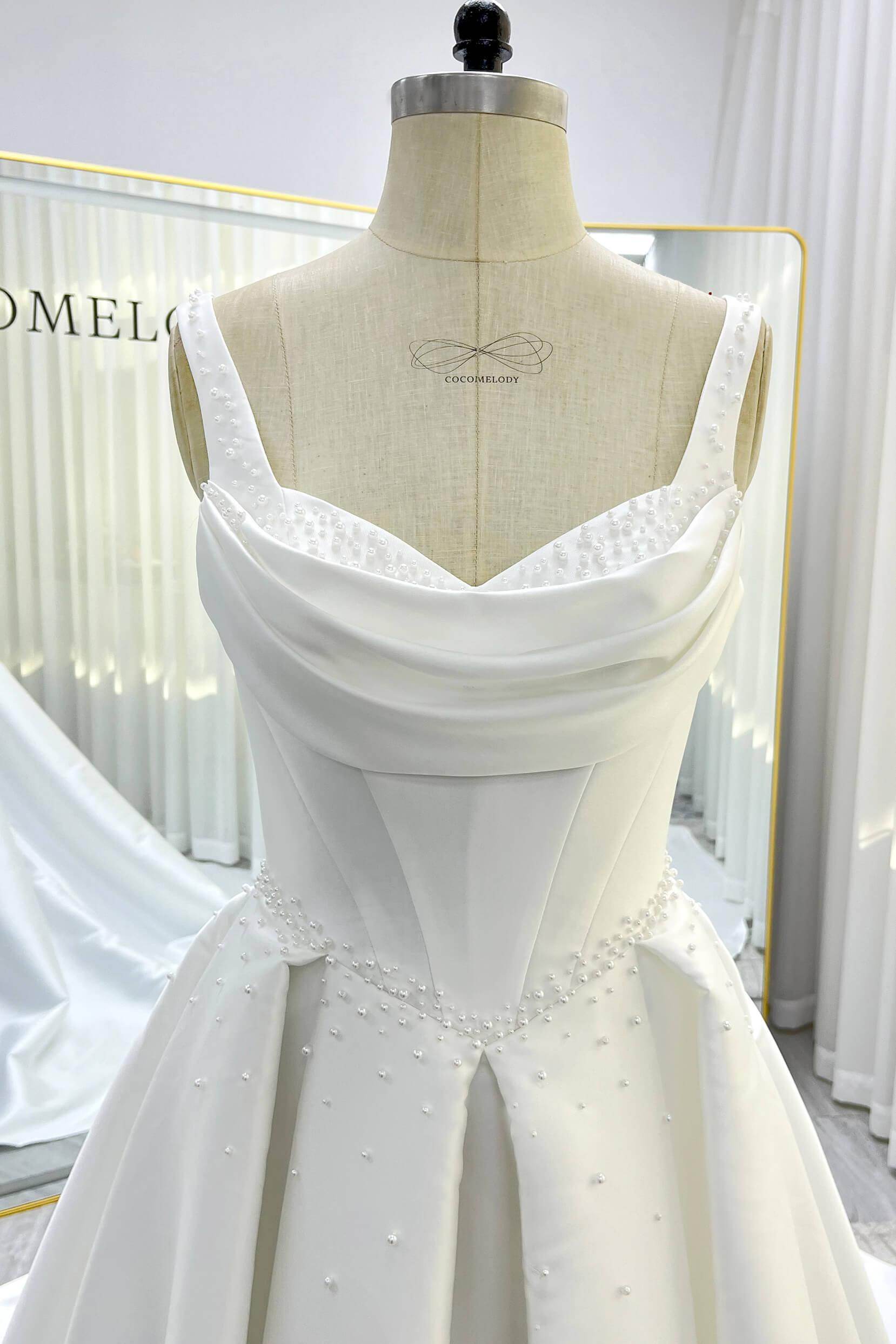 A-Line Court Train Mikado Wedding Dress CW3535
