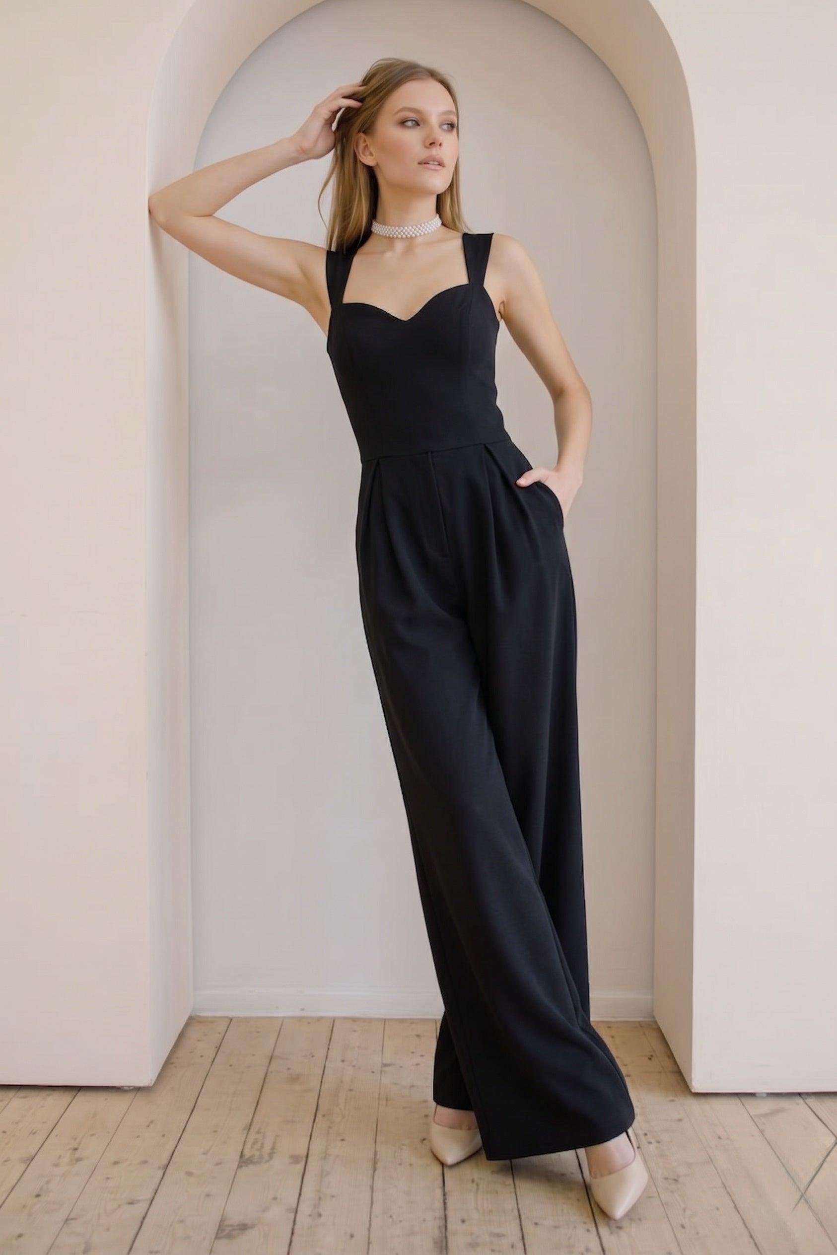 Sweetheart Floor Length Elastic Cloth Wedding Jumpsuit CW3560