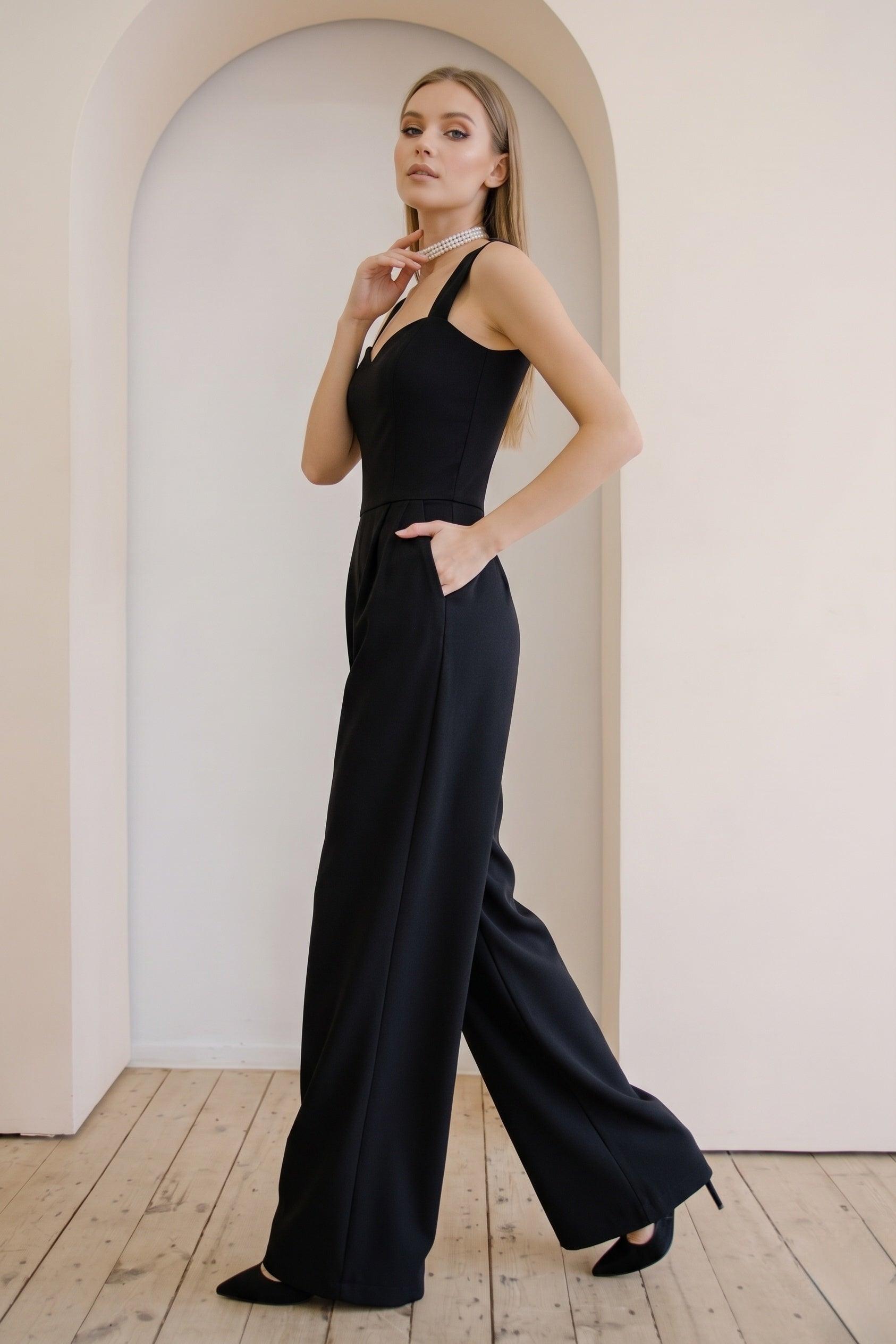 Sweetheart Floor Length Elastic Cloth Wedding Jumpsuit CW3560