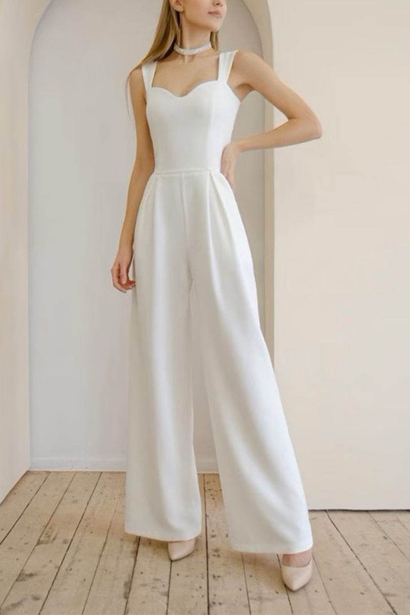 Sweetheart Floor Length Elastic Cloth Wedding Jumpsuit CW3560