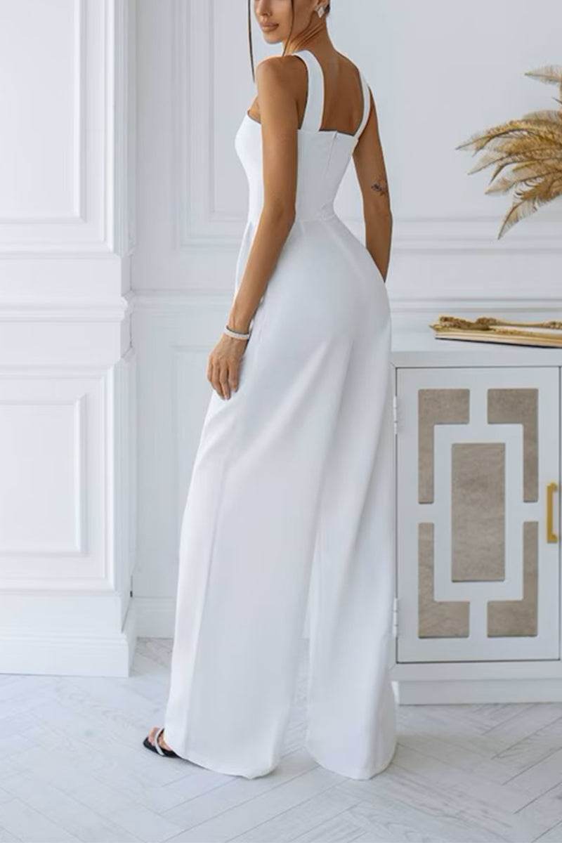 Halter Floor Length Elastic Cloth Wedding Jumpsuit CW3564
