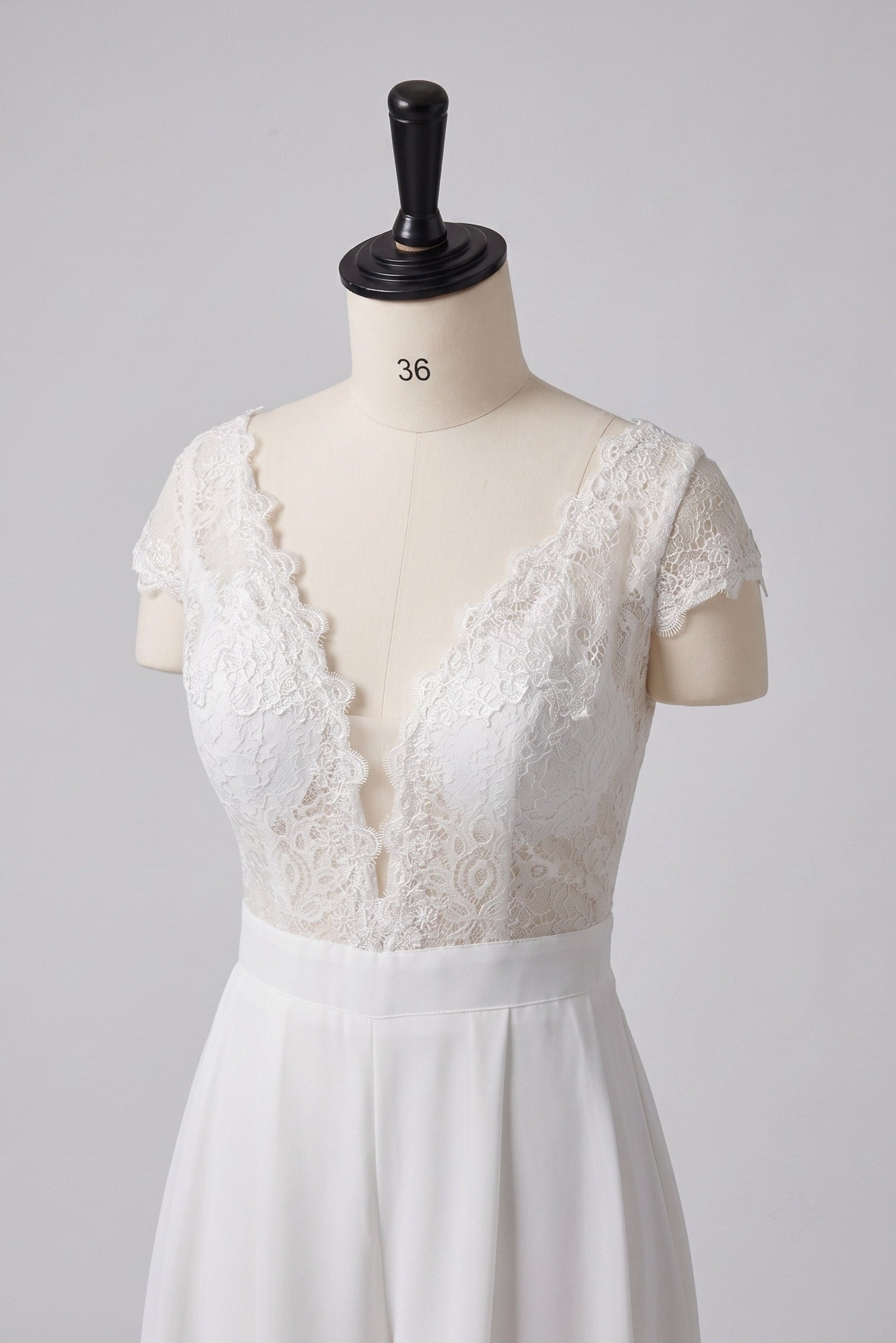 V-Neck Floor Length Lace Chiffon Wedding Jumpsuit CW3569