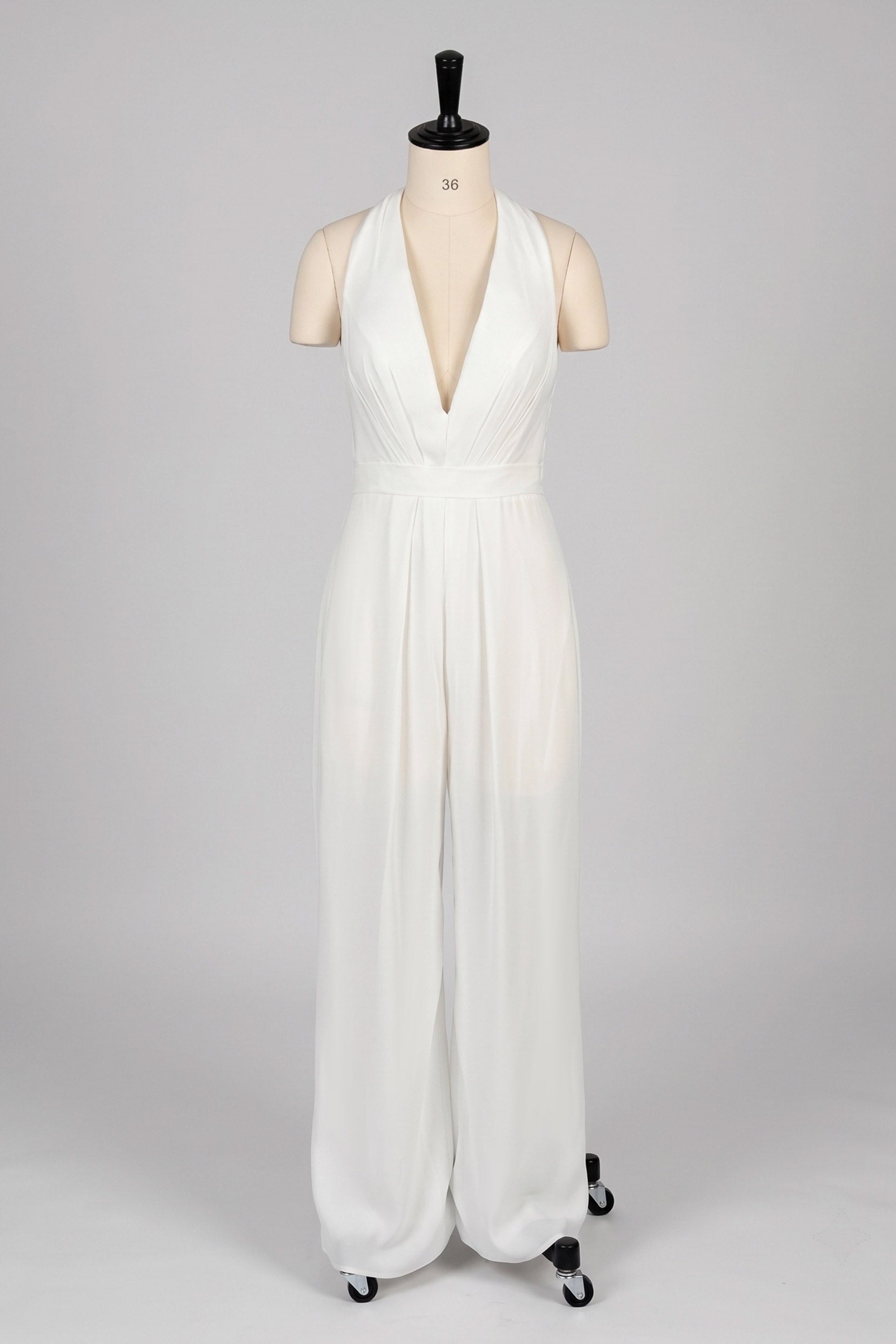 Halter Floor Length Chiffon Wedding Jumpsuit CW3577
