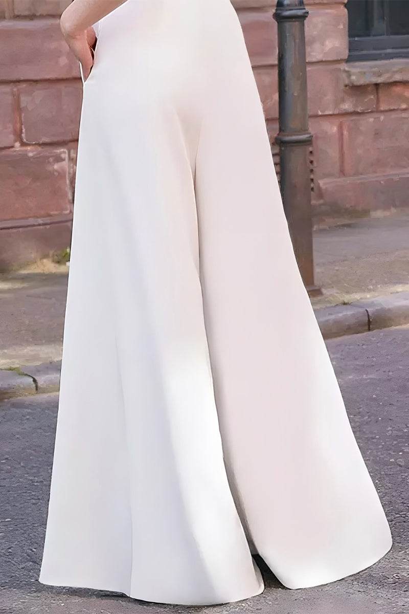 V-Neck Floor Length Chiffon Wedding Jumpsuit CW3582