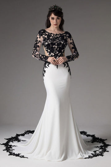 Trumpet-Mermaid Chapel Train Elastic Satin Wedding Dress CW3586