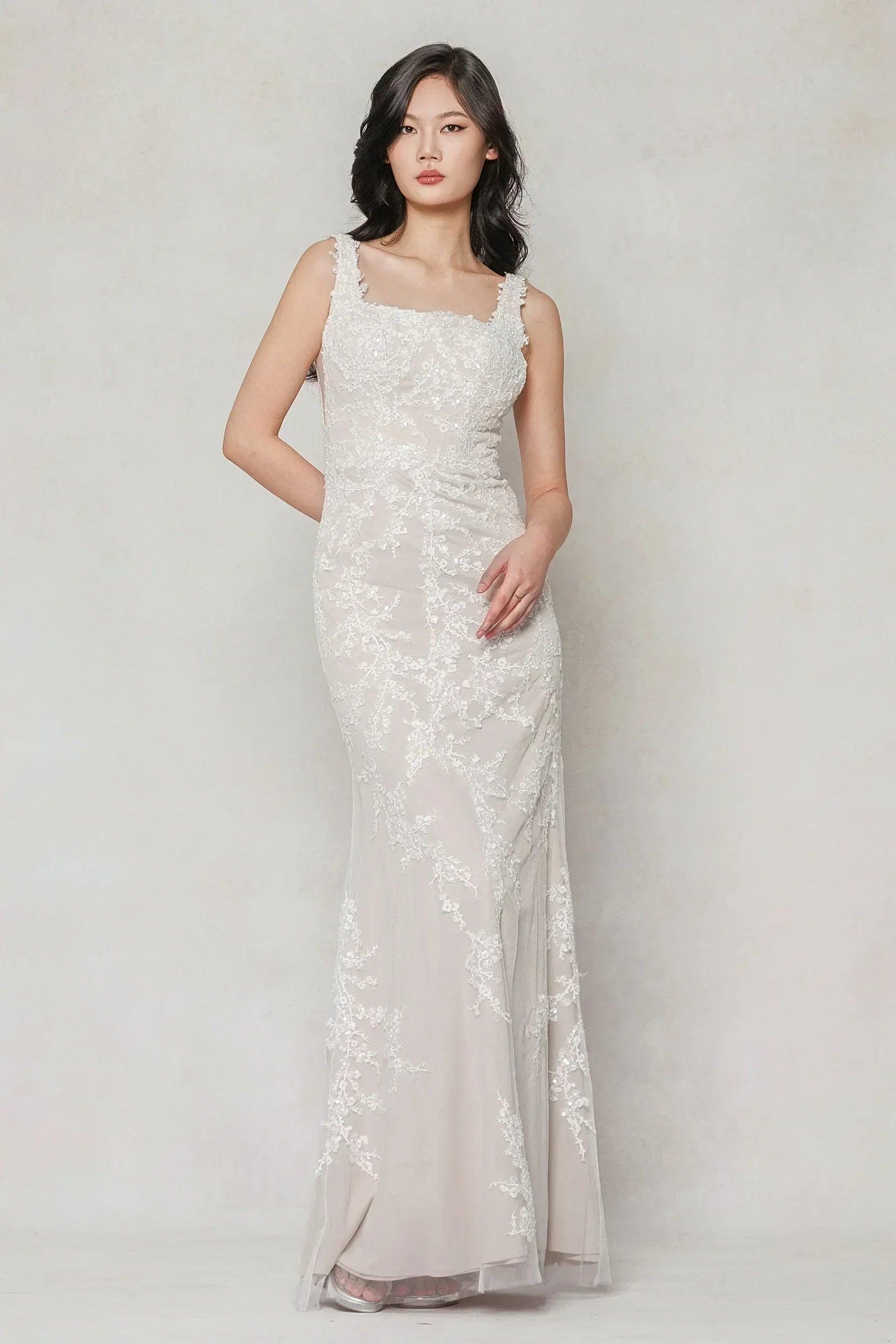 A-Line Sweep-Brush Train Tulle Wedding Dress CW3589