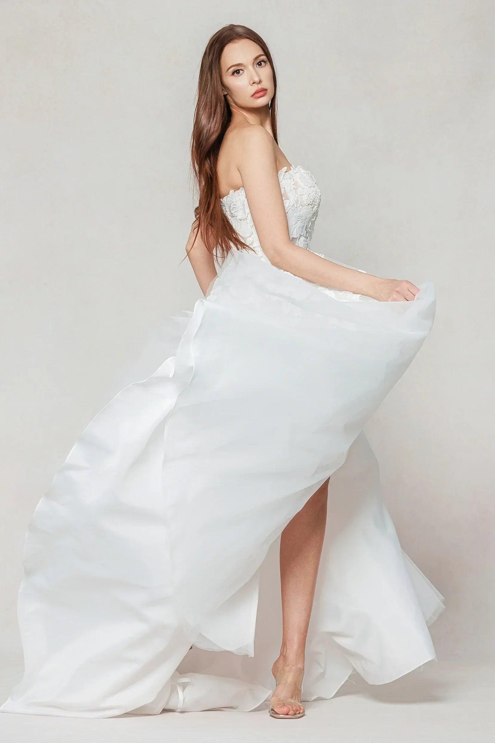 A-Line Sweep-Brush Train Tulle Wedding Dress CW3590