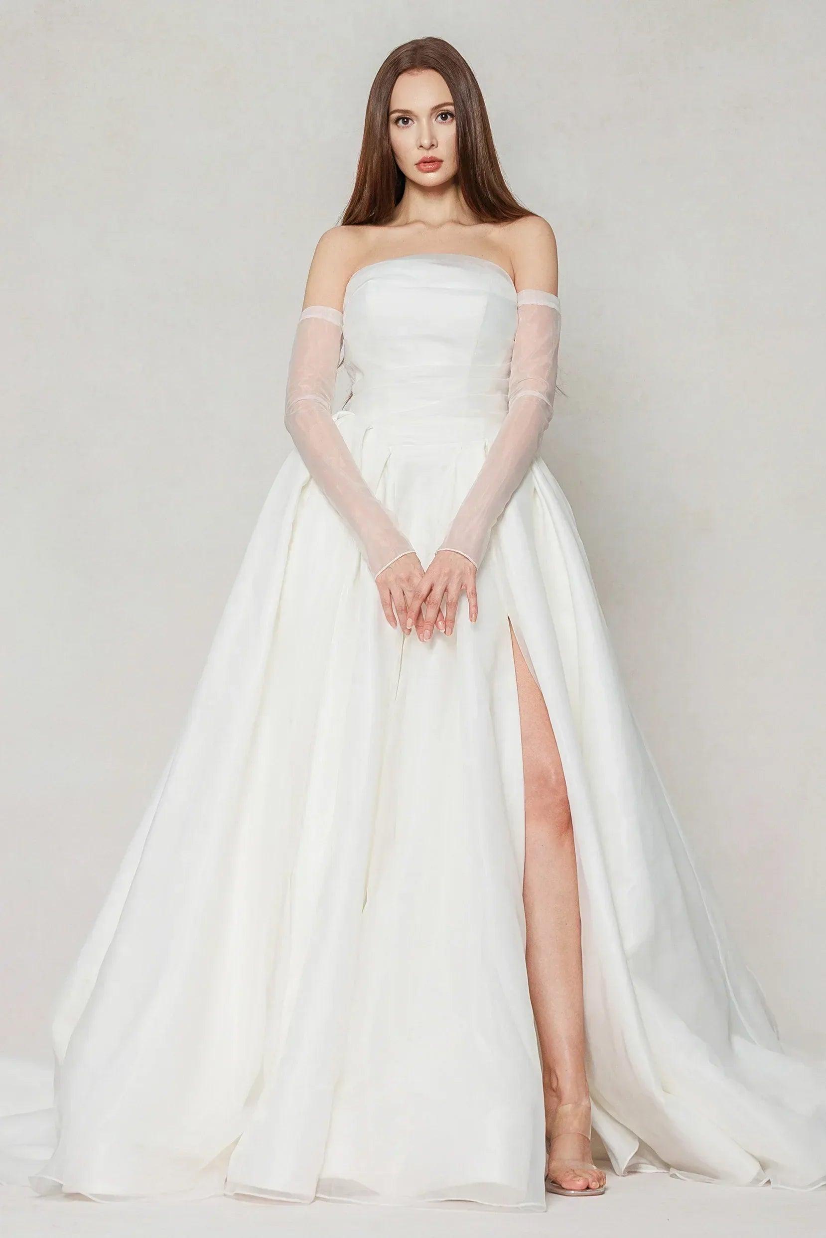 Ball Gown Chapel Train Organza Wedding Dress CW3591