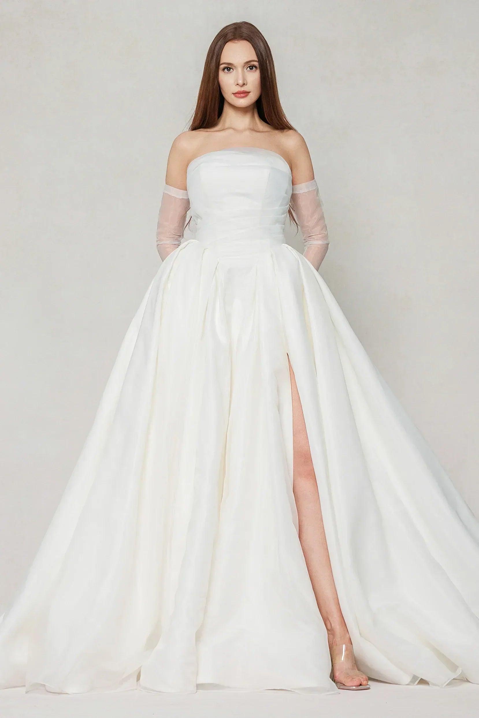 Ball Gown Chapel Train Organza Wedding Dress CW3591