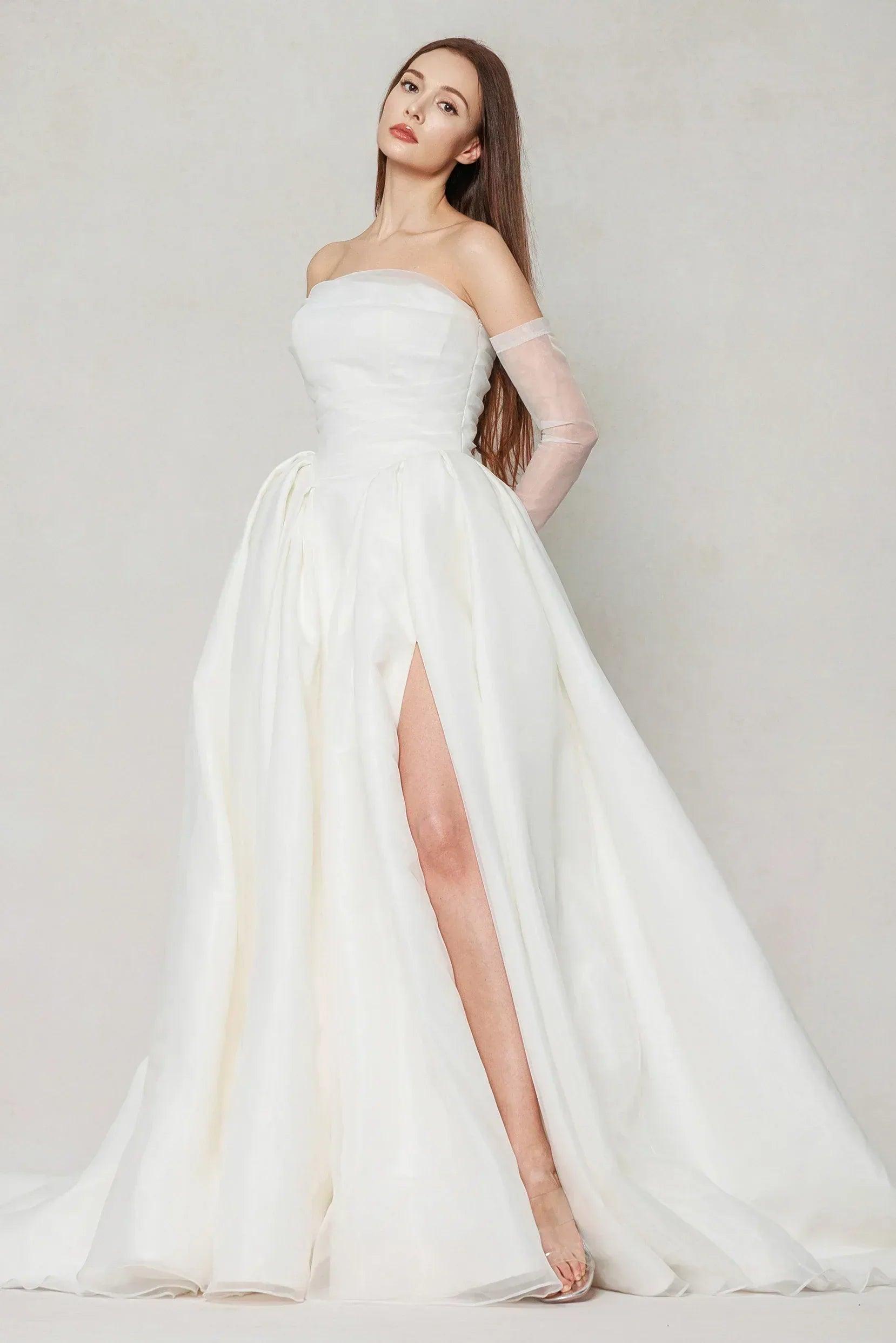Ball Gown Chapel Train Organza Wedding Dress CW3591